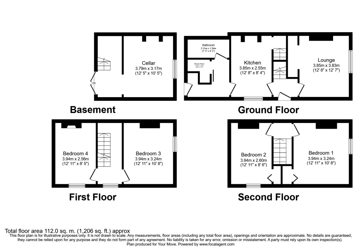 Floorplan of 4 bedroom End Terrace House to rent, New Street, St. Dunstans, Kent, CT2
