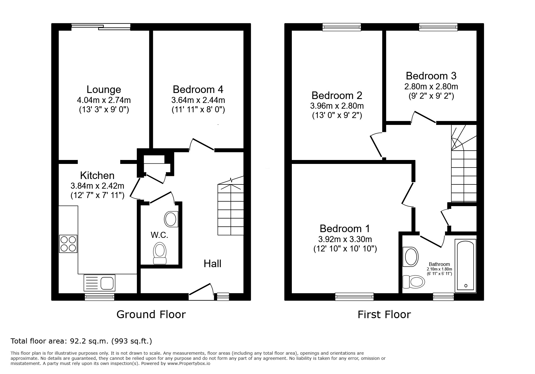 Floorplan of 4 bedroom End Terrace House to rent, Kemsing Gardens, Canterbury, Kent, CT2