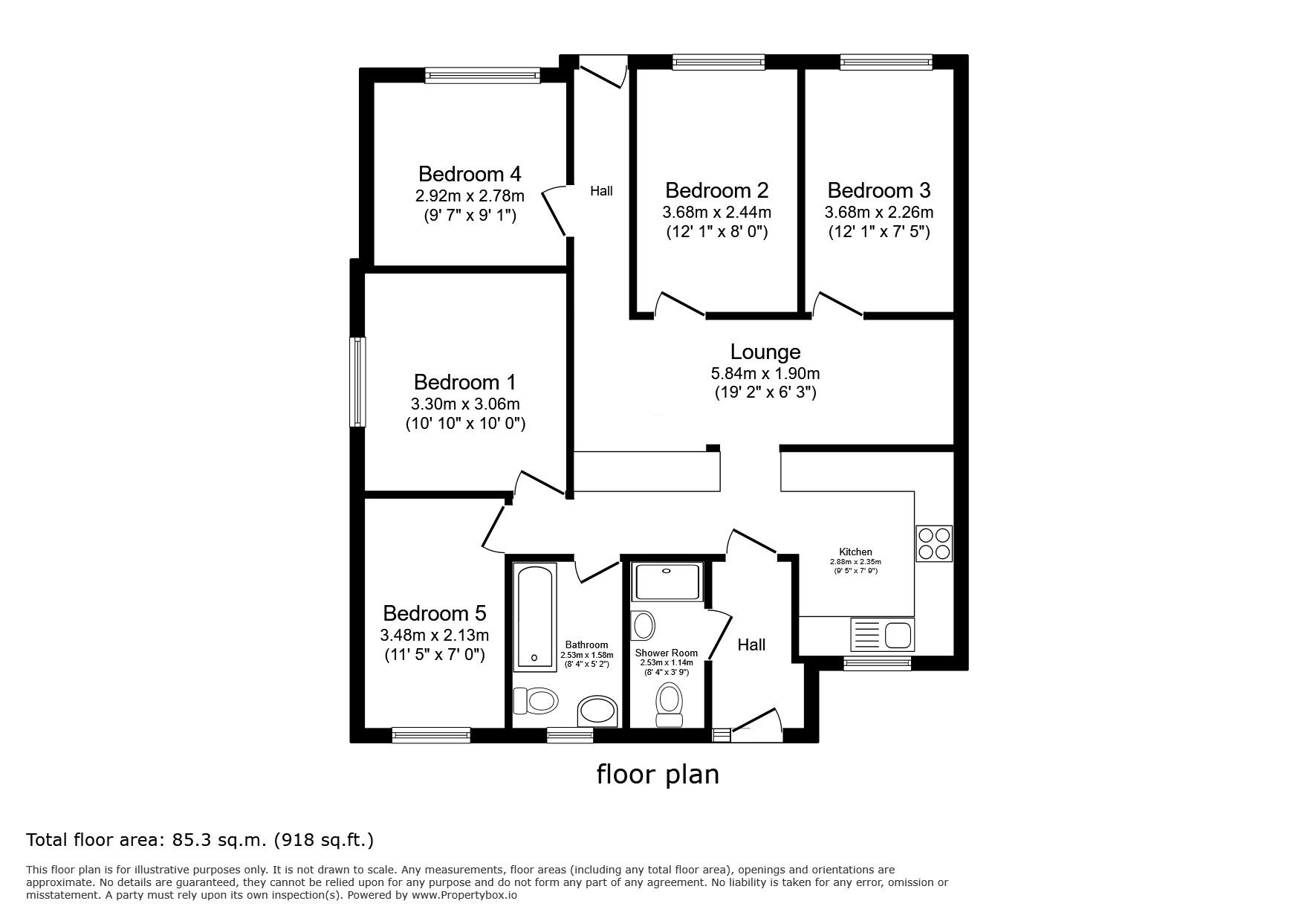 Floorplan of 5 bedroom End Terrace Bungalow to rent, Ulcombe Gardens, Canterbury, Kent, CT2