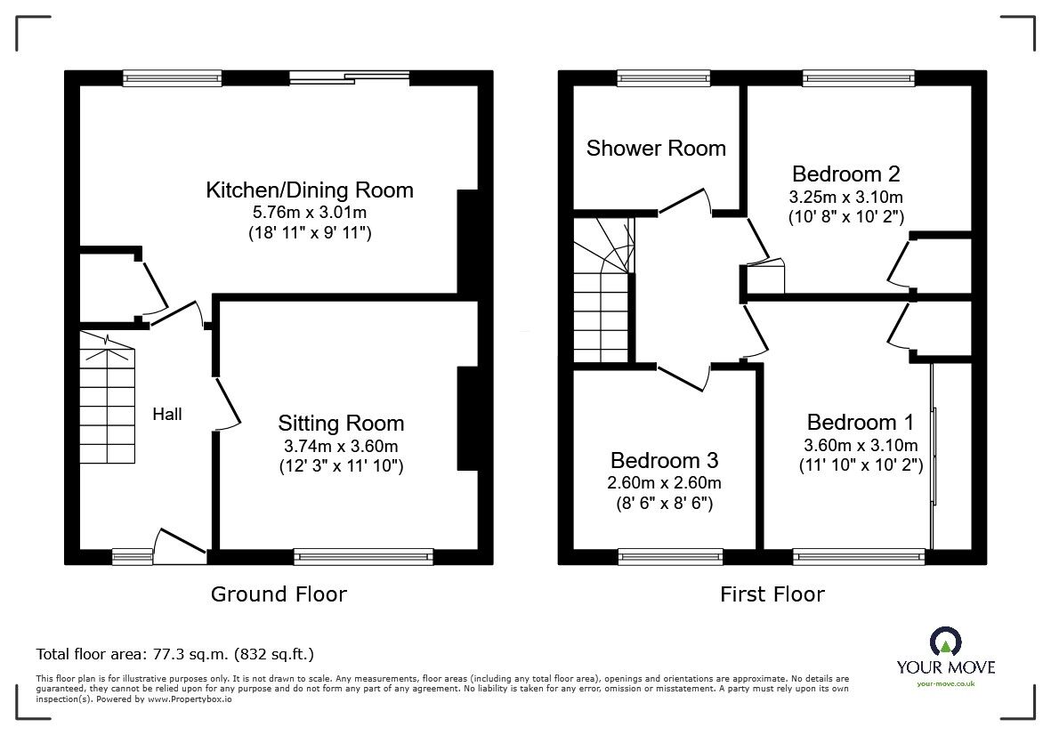 Floorplan of 3 bedroom Mid Terrace House for sale, Oakside Road, Aylesham, Kent, CT3