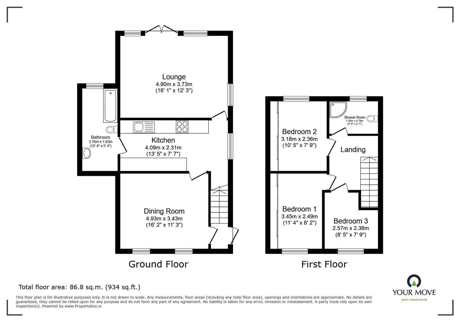 Floorplan of 3 bedroom Semi Detached House for sale, Burgess Road, Aylesham, Kent, CT3