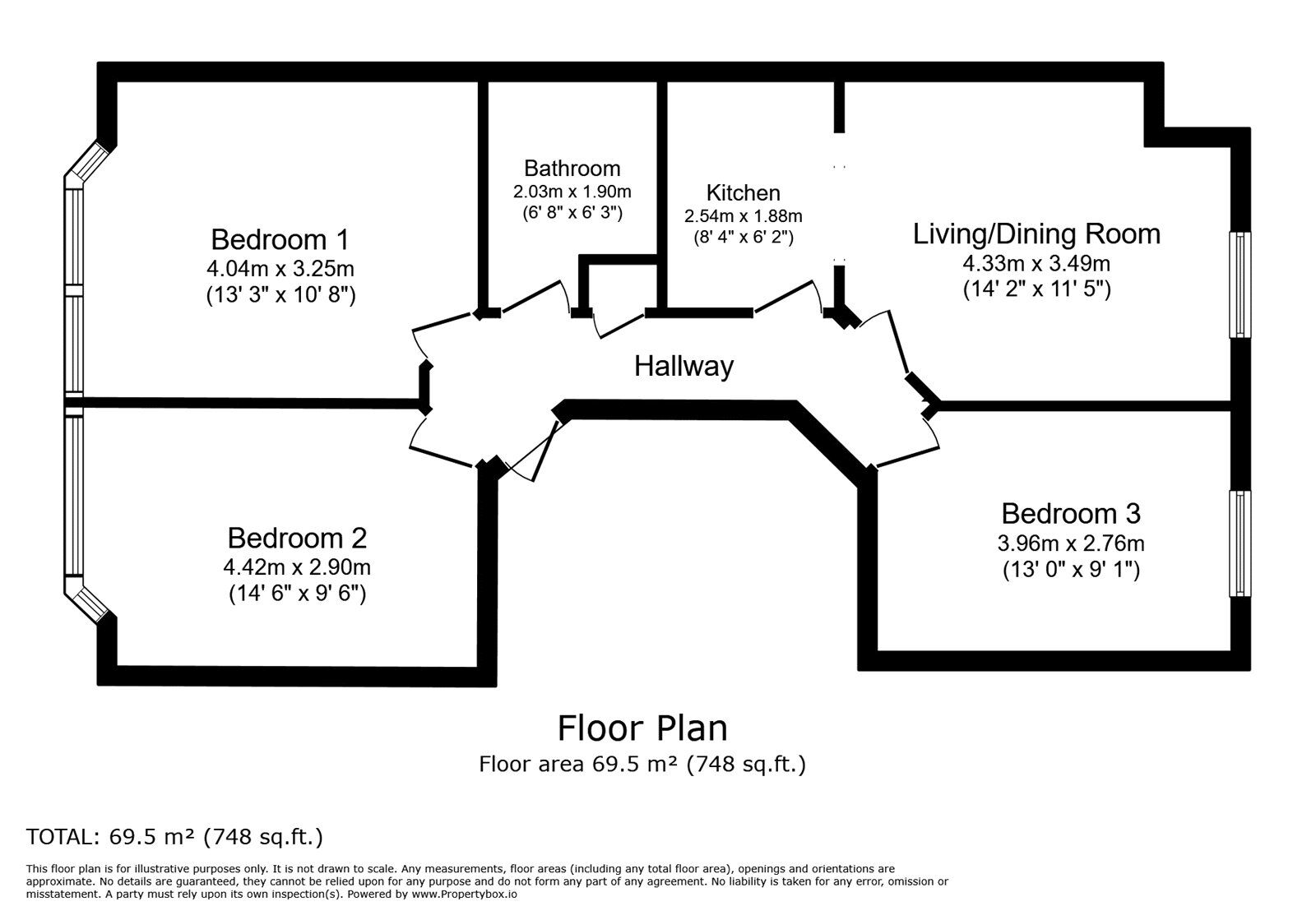 Floorplan of 3 bedroom Flat to rent, Nunnery Fields, Canterbury, Kent, CT1