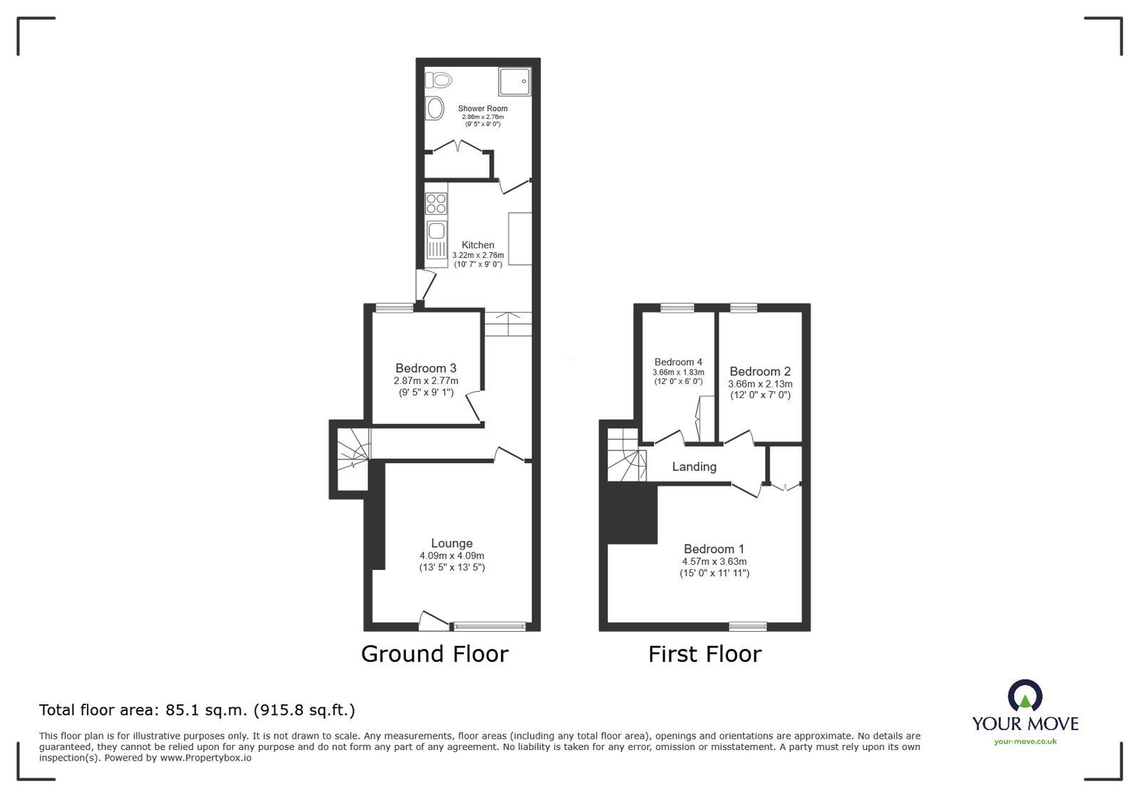 Floorplan of 4 bedroom End Terrace House to rent, St. Dunstans Street, Canterbury, Kent, CT2