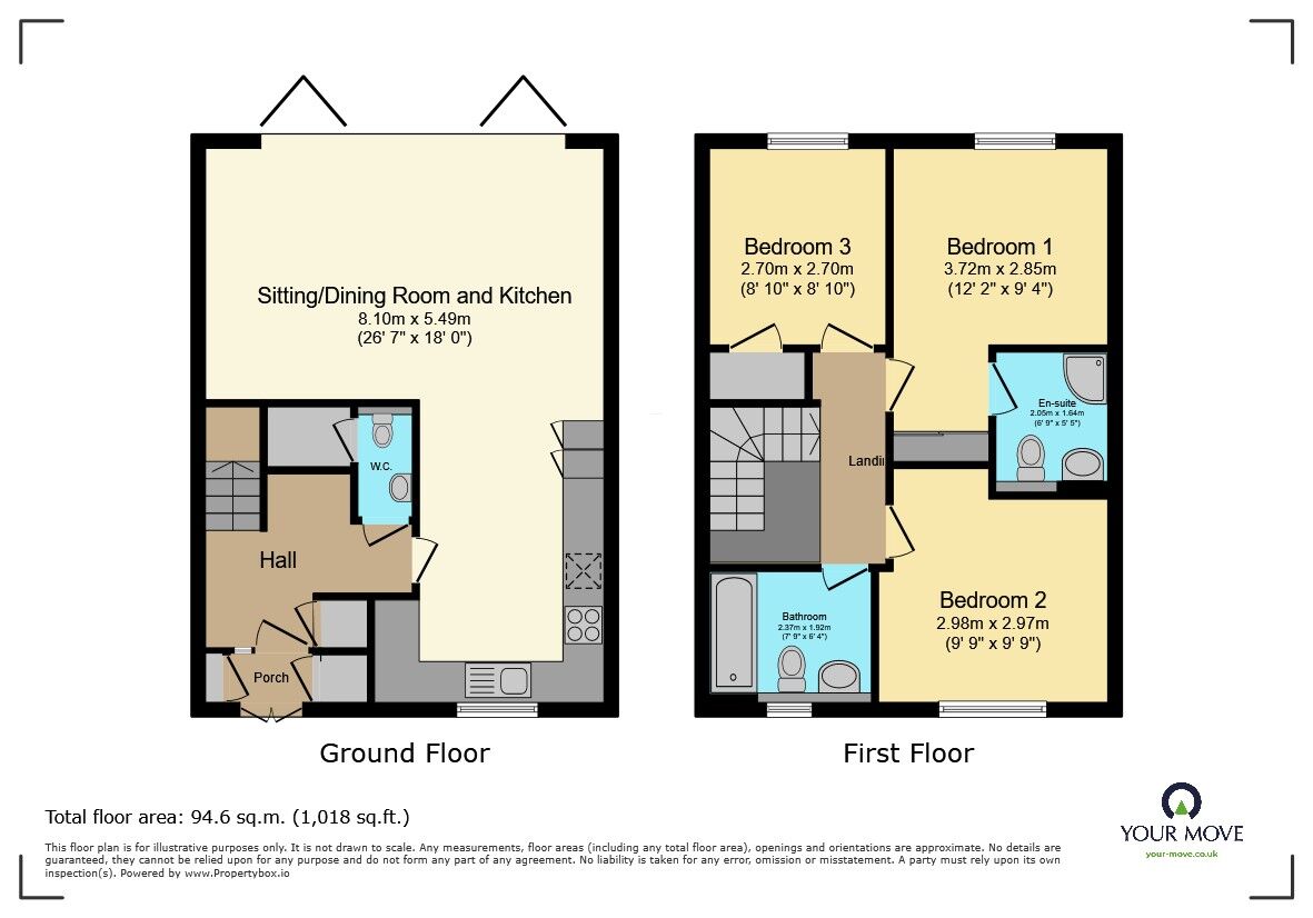 Floorplan of 3 bedroom End Terrace House for sale, Fairbrass Way, Canterbury, Kent, CT1