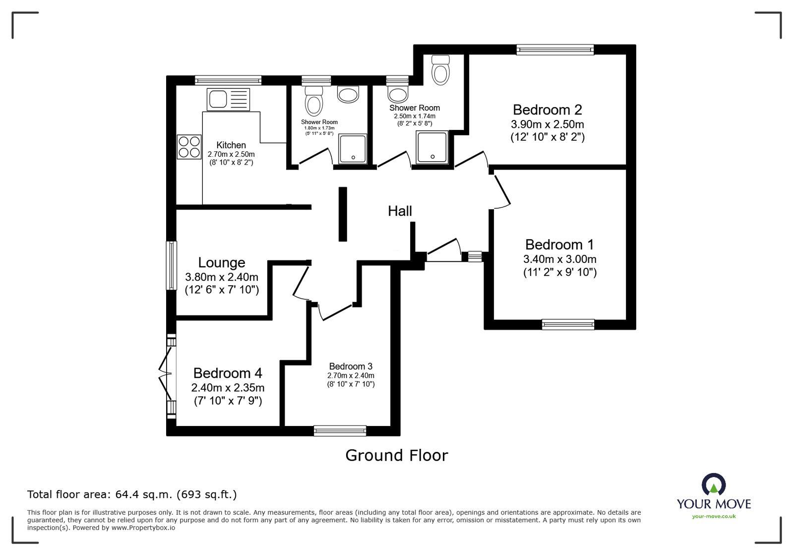 Floorplan of 4 bedroom Flat for sale, Gillon Mews, Canterbury, Kent, CT1