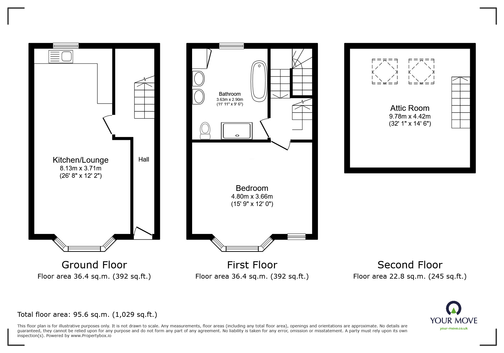 Floorplan of 1 bedroom End Terrace House to rent, Sea View Square, Herne Bay, Kent, CT6