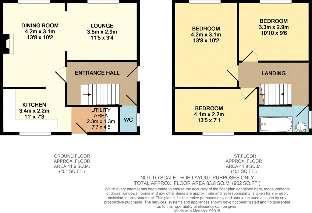 Floorplan of 3 bedroom Semi Detached House for sale, Queens Road, Aylesham, Kent, CT3