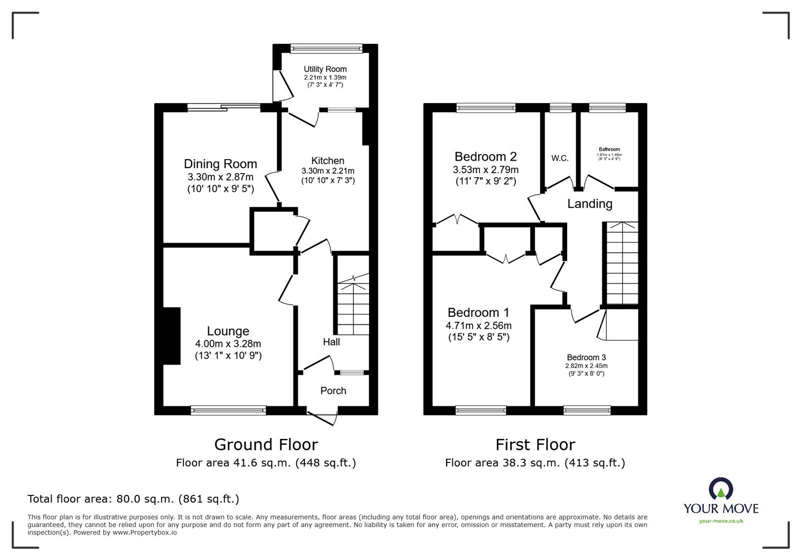 Floorplan of 3 bedroom Mid Terrace House for sale, Bramshaw Road, Canterbury, Kent, CT2