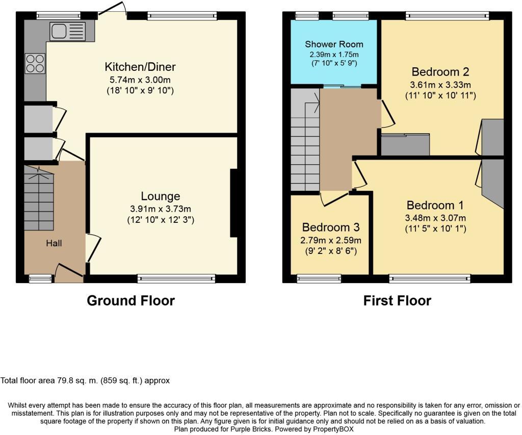 Floorplan of 3 bedroom End Terrace House for sale, Bevan Way, Aylesham, Kent, CT3
