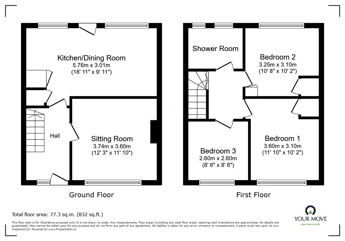 Floorplan of 3 bedroom End Terrace House for sale, Bevan Way, Aylesham, Kent, CT3