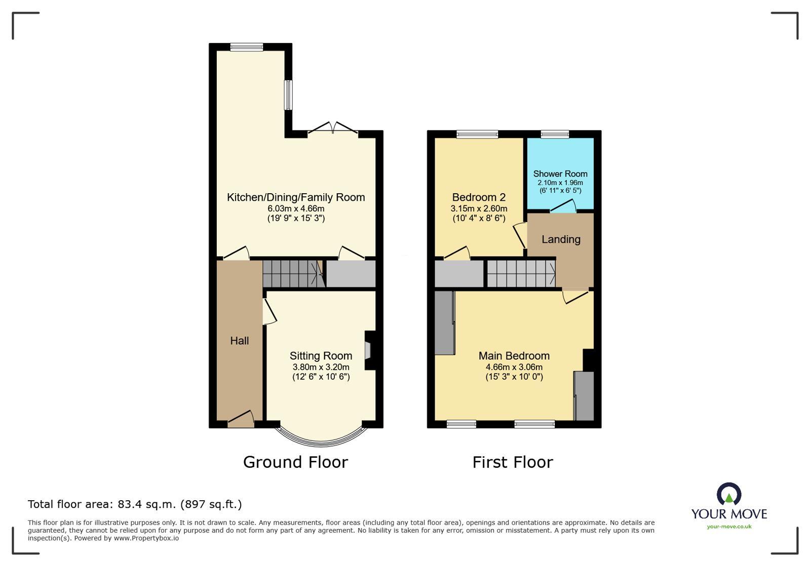 Floorplan of 2 bedroom Mid Terrace House for sale, Broad Oak Road, Canterbury, Kent, CT2