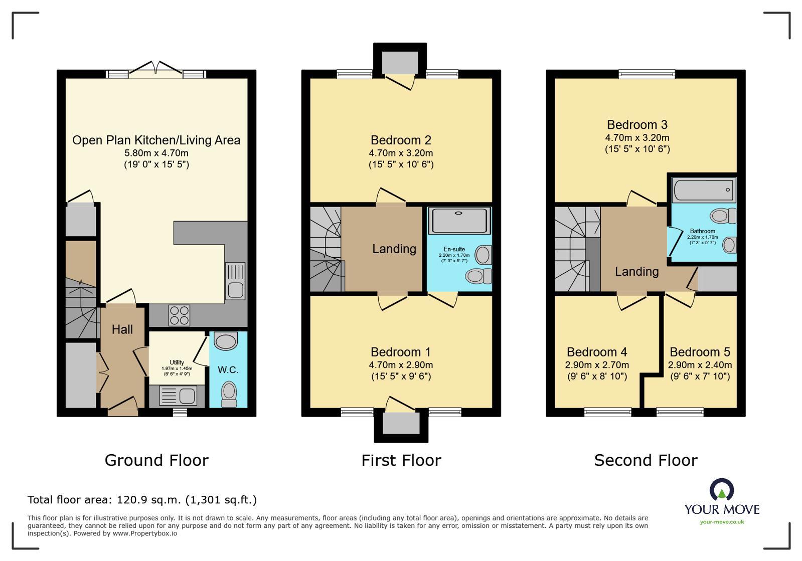 Floorplan of 5 bedroom Mid Terrace House to rent, Westwood Drive, Canterbury, Kent, CT2