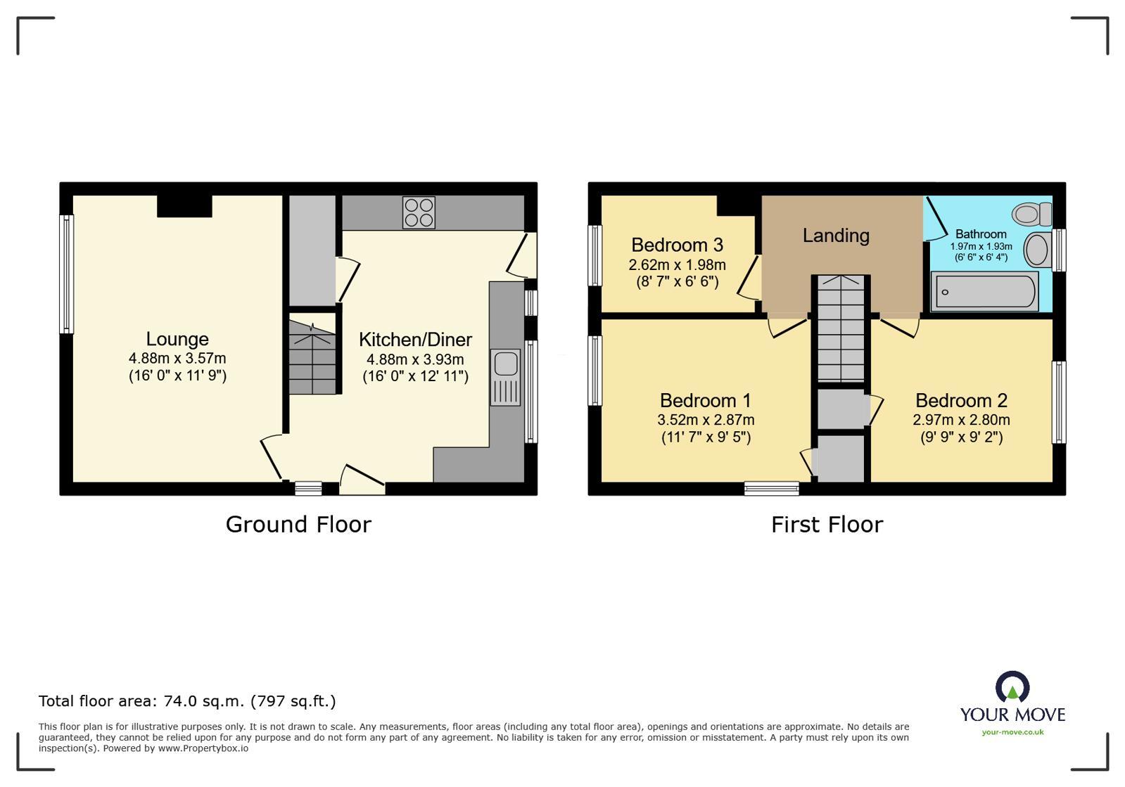 Floorplan of 3 bedroom Semi Detached House for sale, Sleigh Road, Sturry, Kent, CT2