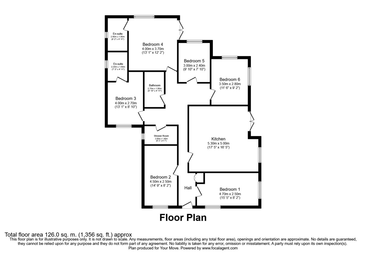 Floorplan of 6 bedroom Detached Bungalow for sale, Shaftesbury Road, Canterbury, Kent, CT2