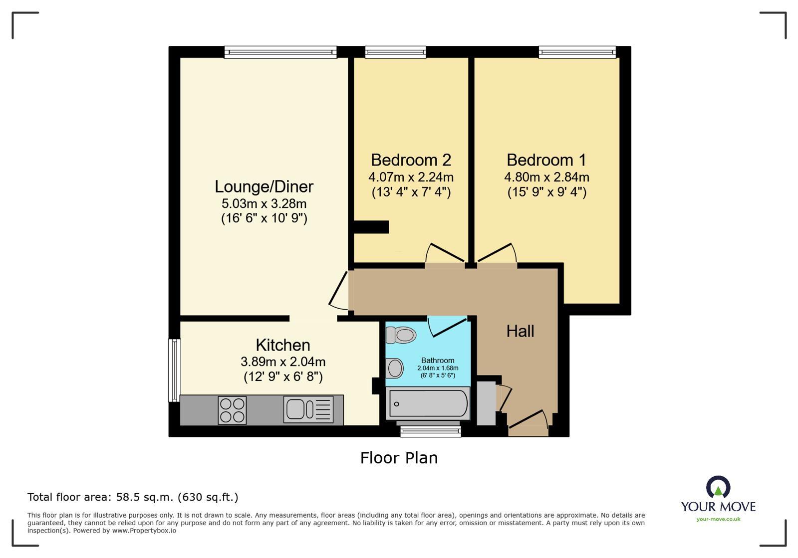 Floorplan of 2 bedroom Flat to rent, Old Dover Road, Canterbury, Kent, CT1