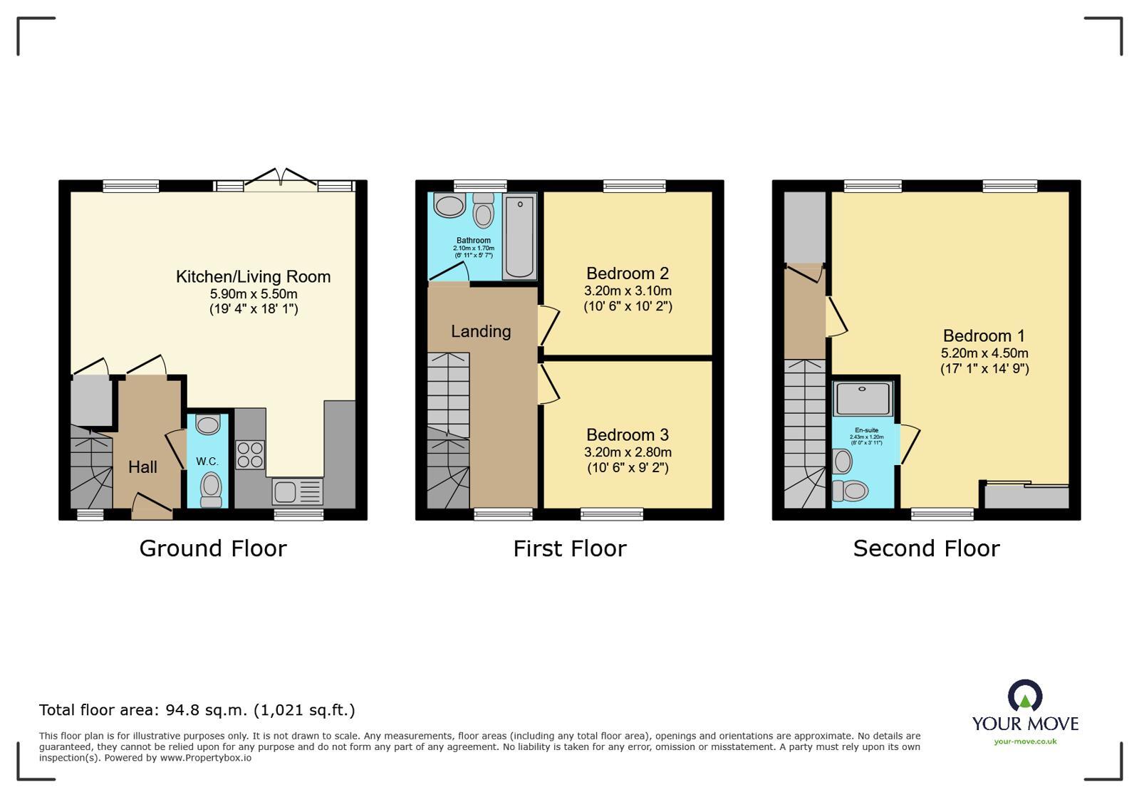 Floorplan of 3 bedroom Mid Terrace House for sale, Barton Mill Road, Canterbury, Kent, CT1