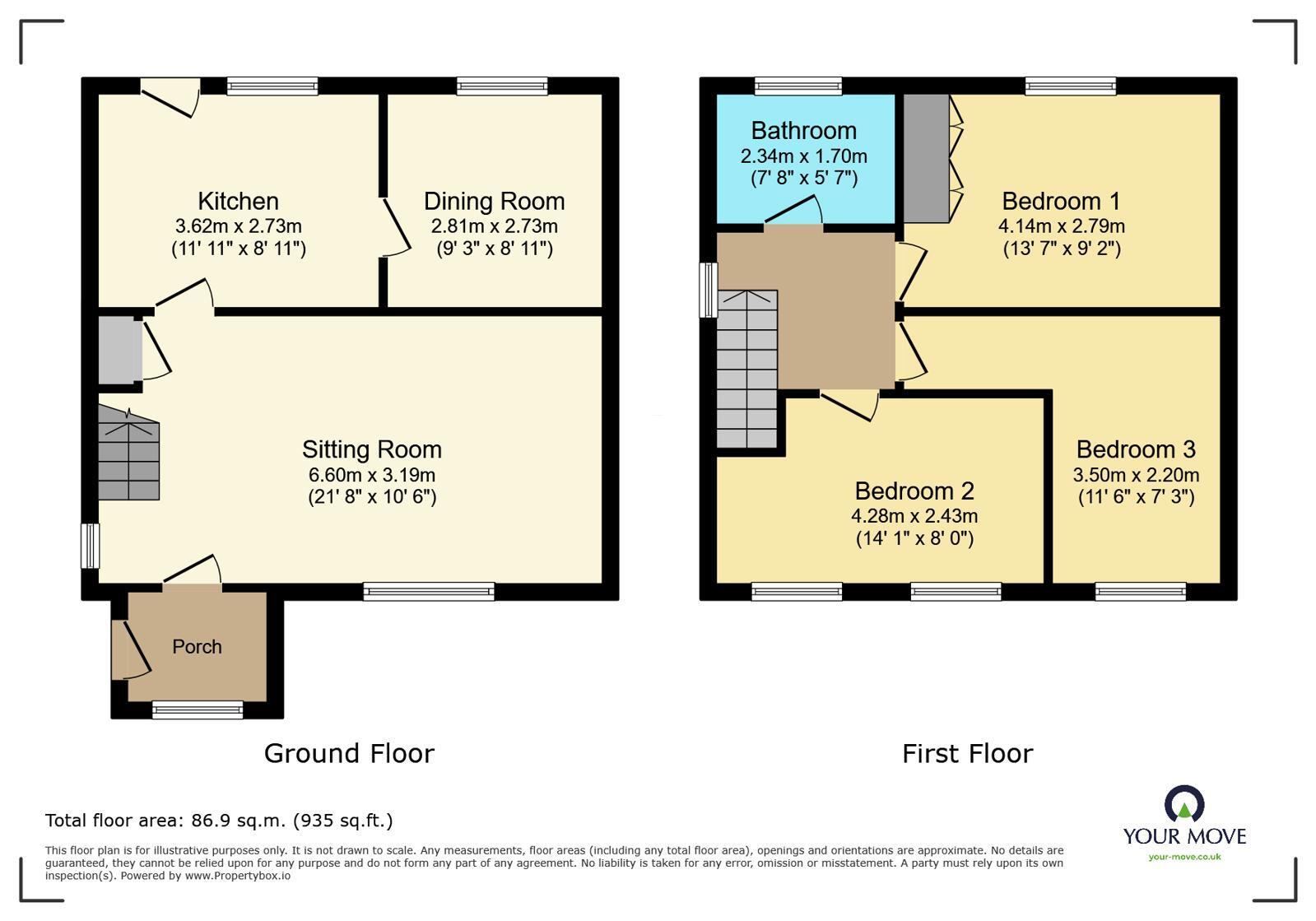 Floorplan of 3 bedroom Semi Detached House for sale, Warwick Road, Canterbury, Kent, CT1