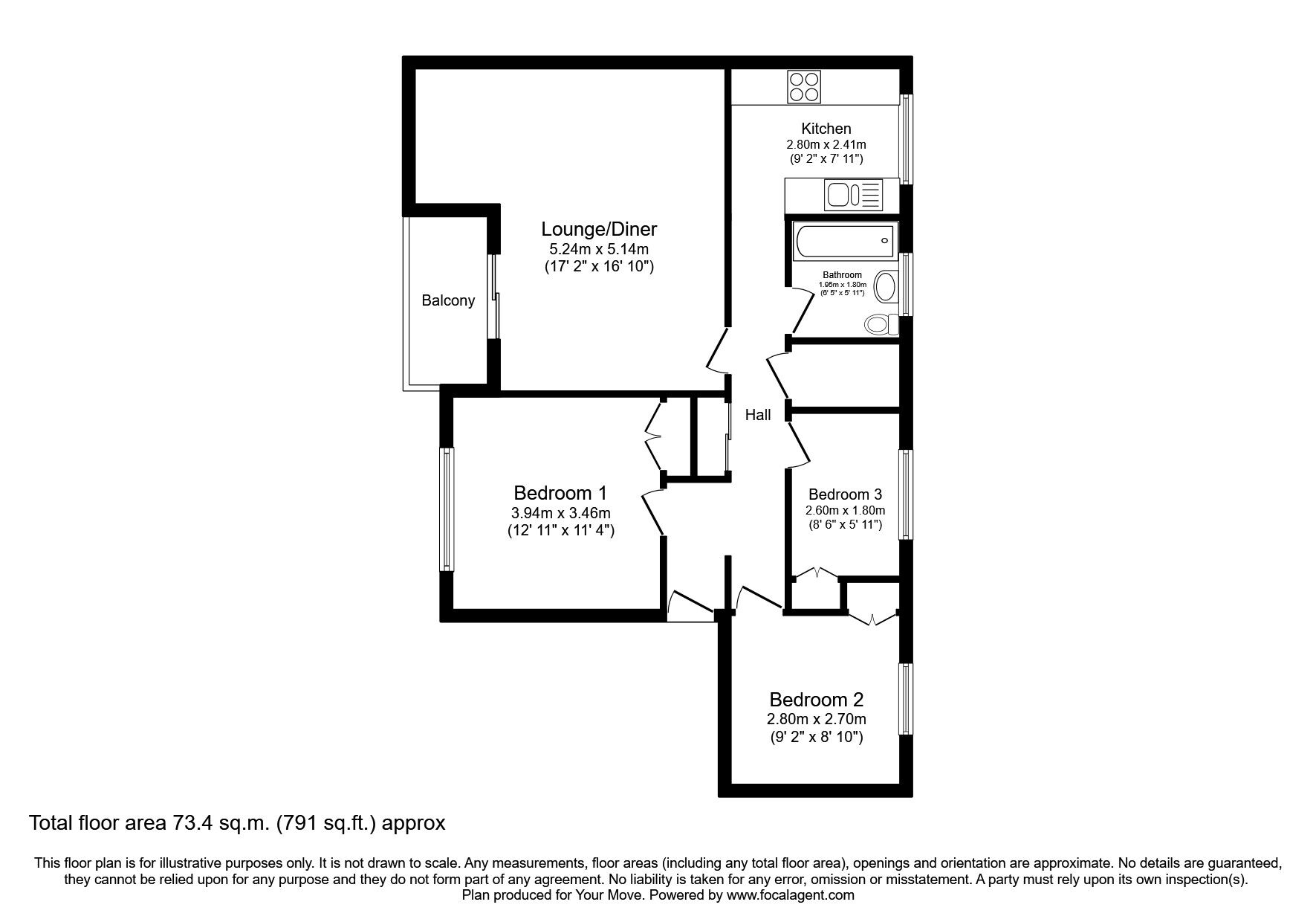 Floorplan of 2 bedroom Flat to rent, Puckle Lane, Canterbury, Kent, CT1