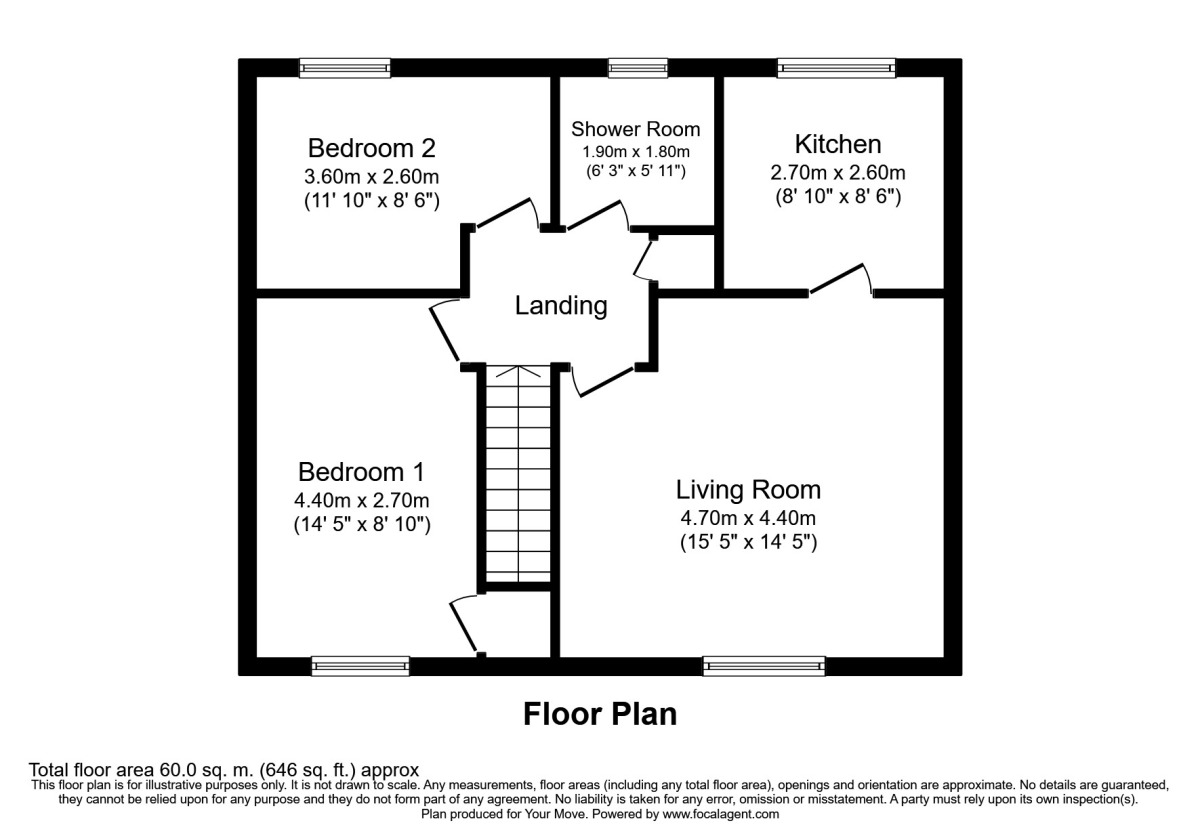 Floorplan of 2 bedroom Flat to rent, St. Martins Court, Brampton, Cumbria, CA8