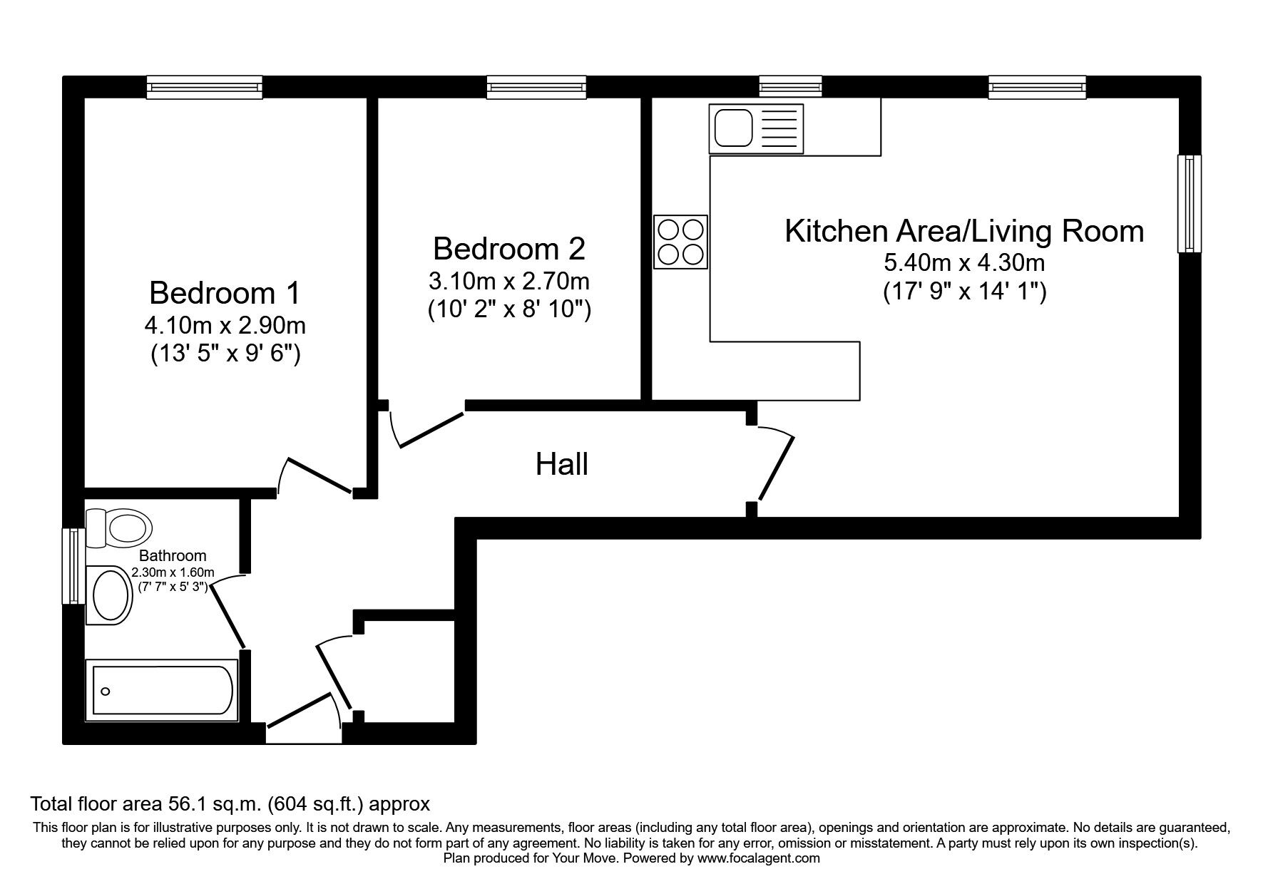 Floorplan of 2 bedroom  Flat for sale, Grosvenor House, Warwick Square, Cumbria, CA1