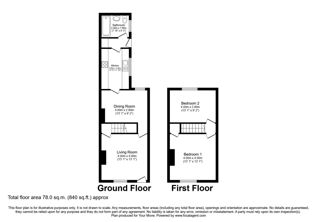 Floorplan of 2 bedroom Mid Terrace House to rent, Hope Street, Carlisle, CA2