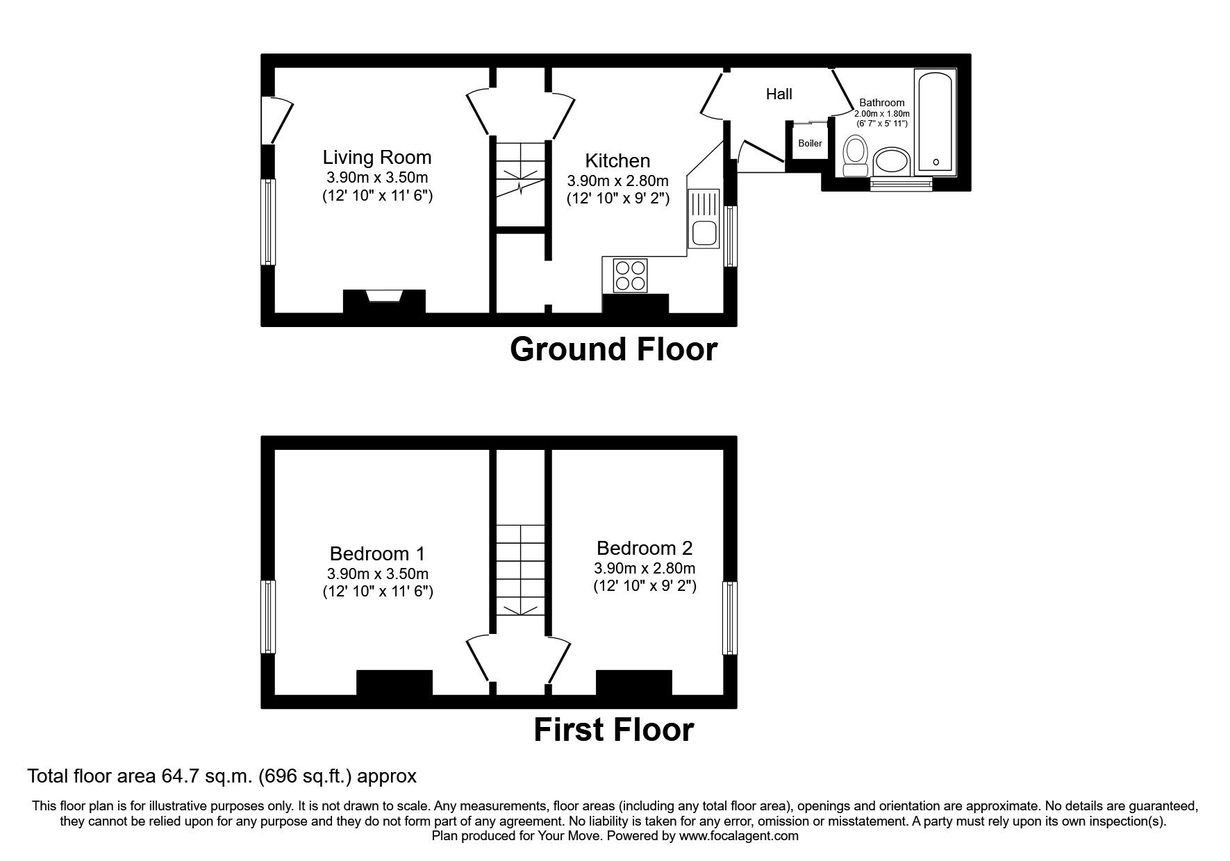 Floorplan of 2 bedroom  House to rent, Maryport Cottages, Carlisle, Cumbria, CA2