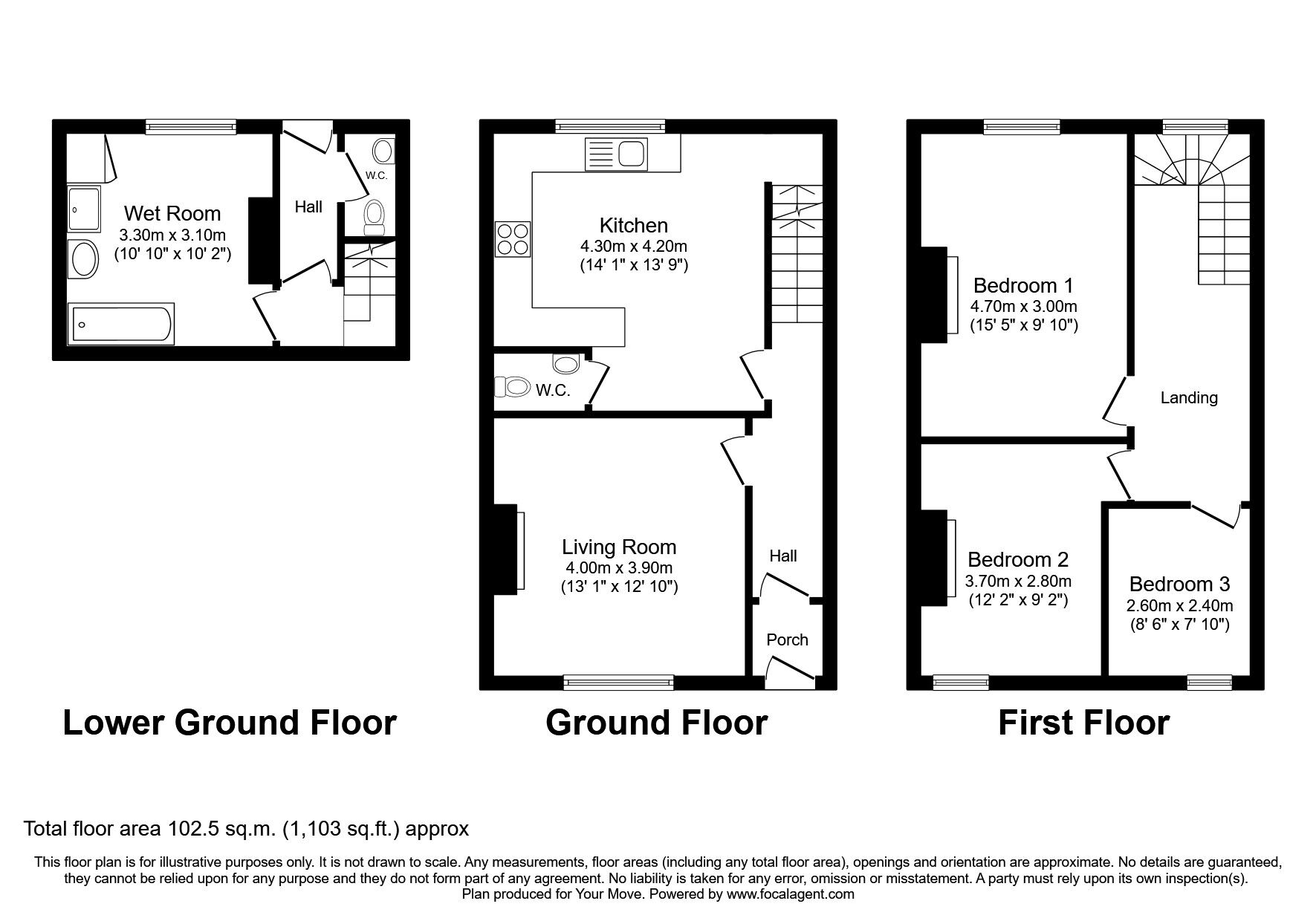 Floorplan of 3 bedroom Mid Terrace House to rent, Blackwell Road, Carlisle, Cumbria, CA2