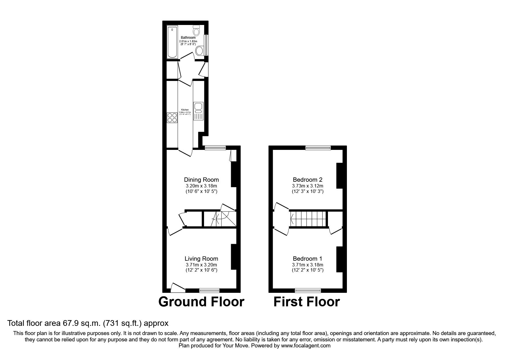 Floorplan of 2 bedroom Mid Terrace House to rent, Crummock Street, Carlisle, Cumbria, CA2