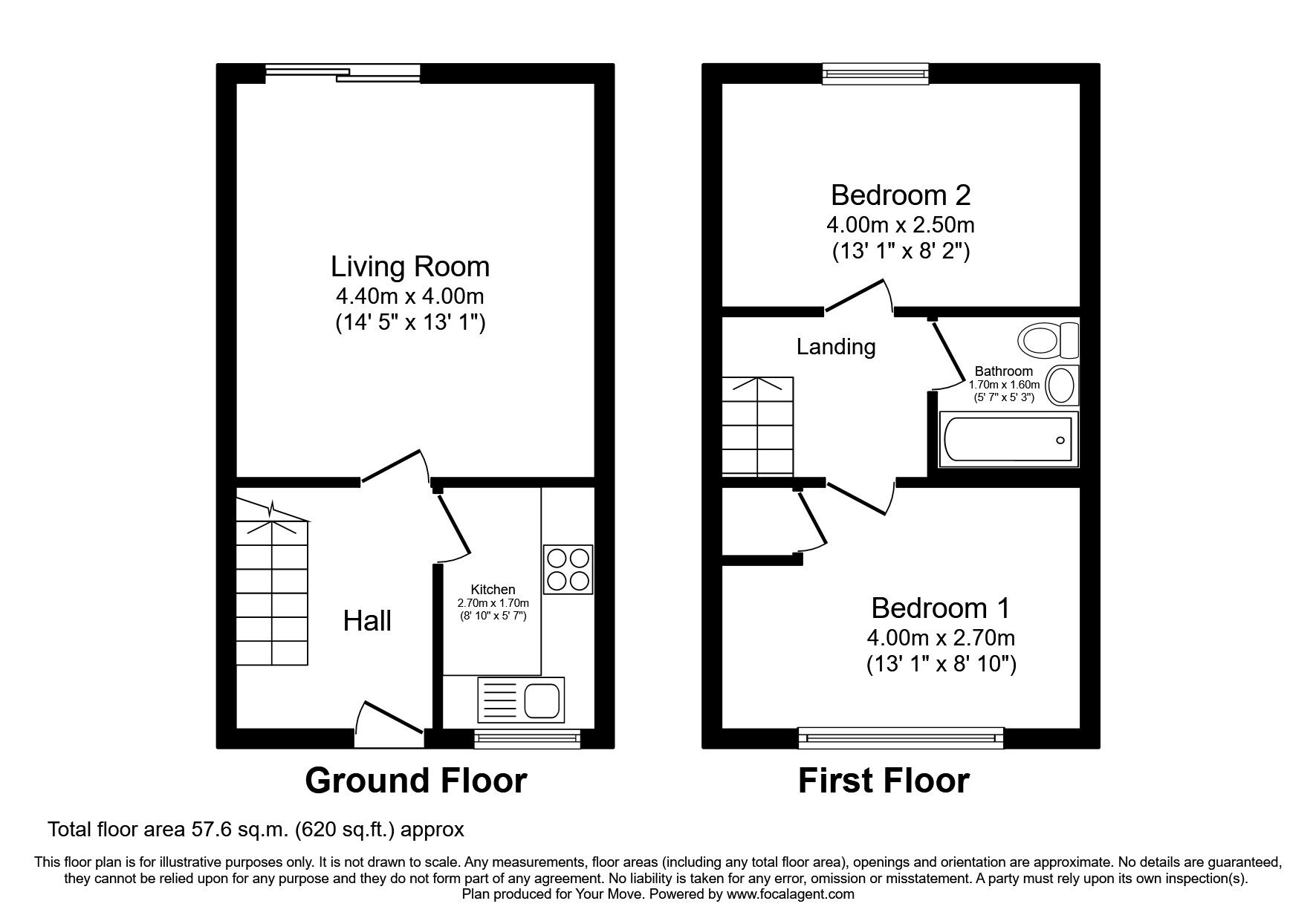 Floorplan of 2 bedroom Mid Terrace House to rent, Scotby Gardens, Carlisle, Cumbria, CA1