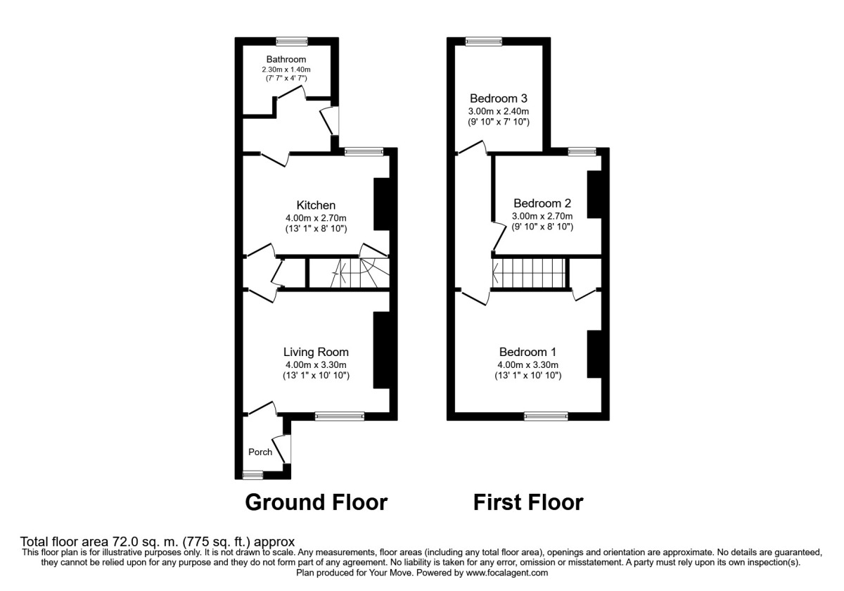 Floorplan of 3 bedroom End Terrace House to rent, Petteril Terrace, Carlisle, Cumbria, CA1