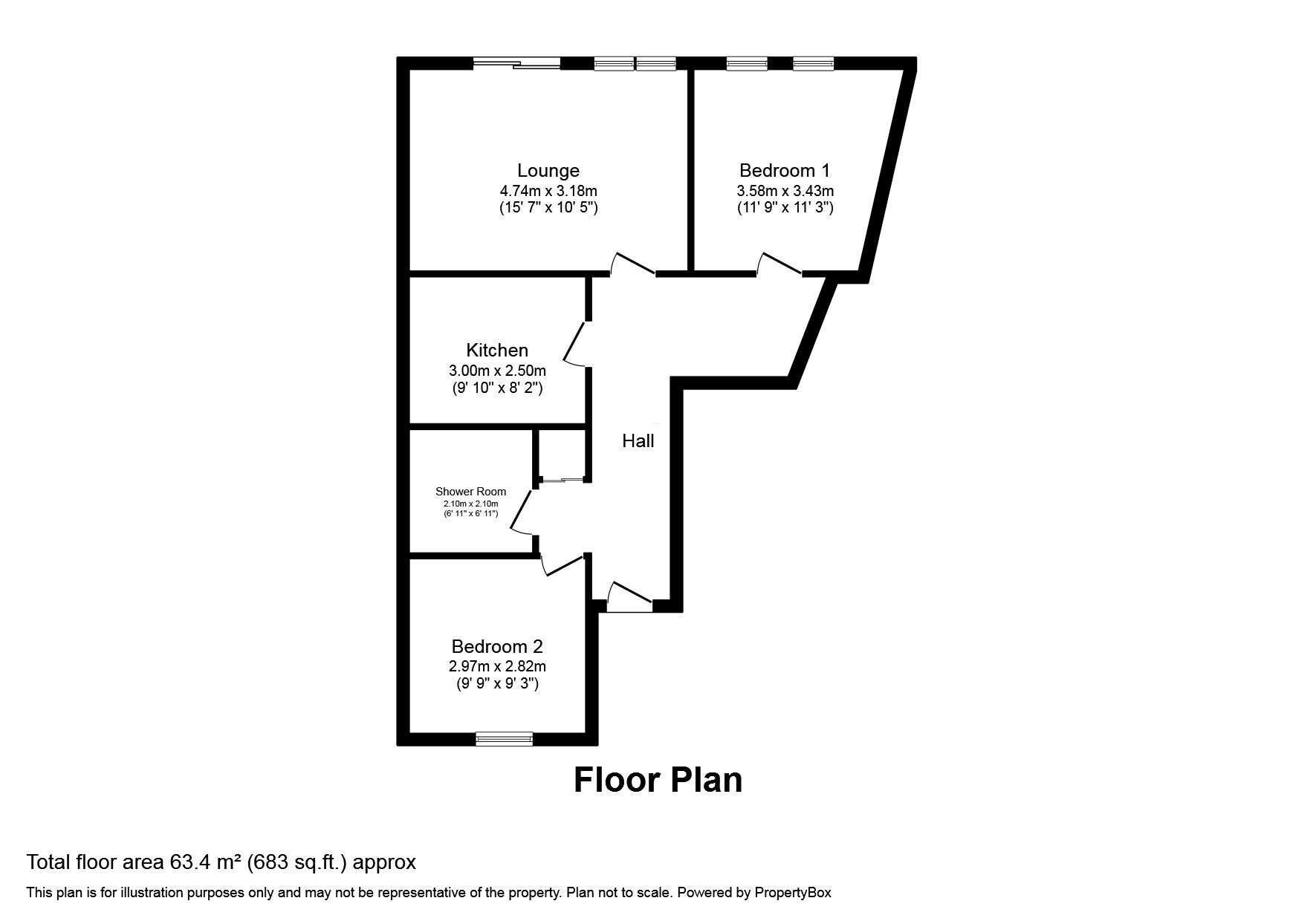 Floorplan of 2 bedroom  Flat to rent, Corney Square, Penrith, Cumbria, CA11