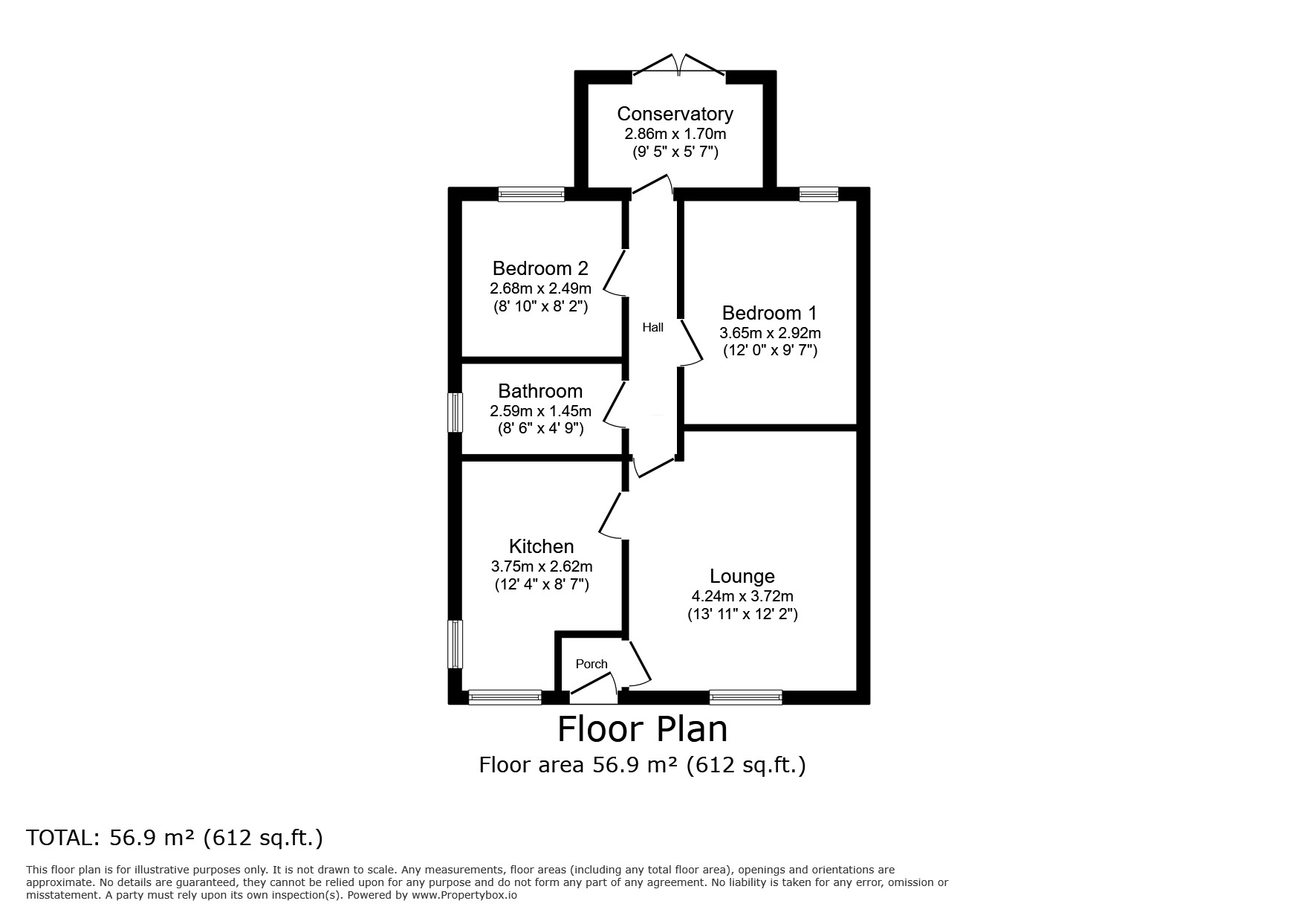 Floorplan of 2 bedroom Bungalow to rent, The Green, Houghton, Carlisle, CA3