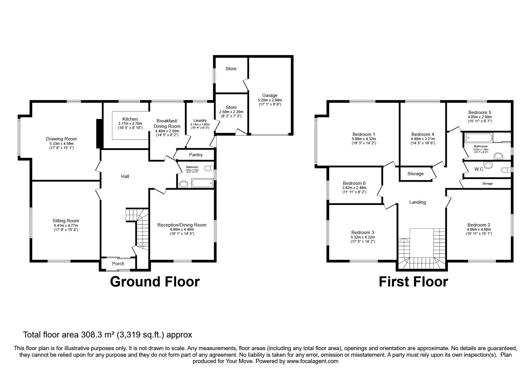 Floorplan of 6 bedroom Detached House for sale, Burgh-by-Sands, Carlisle, Cumbria, CA5