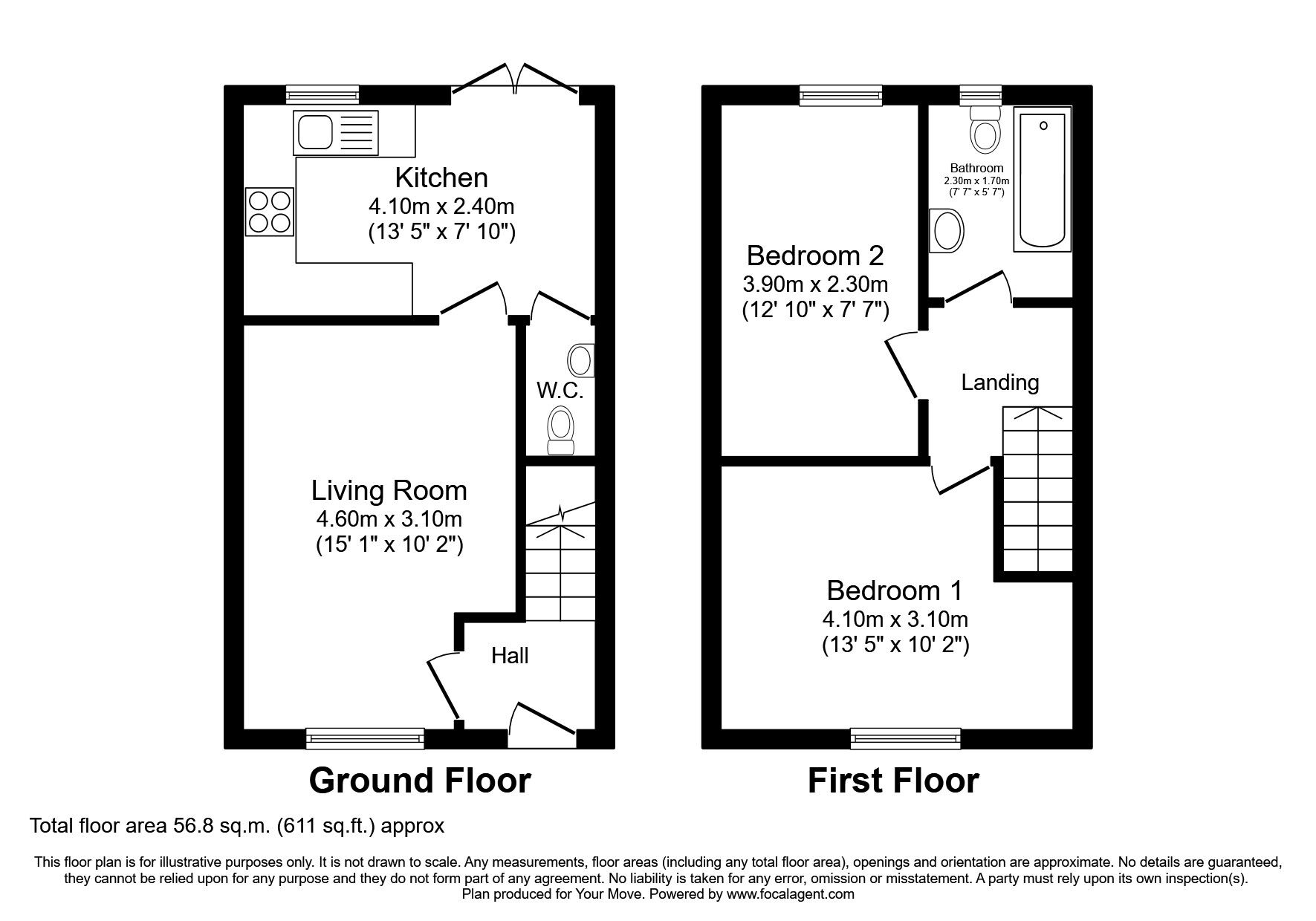 Floorplan of 2 bedroom Semi Detached House to rent, Keenan Road, Carlisle, Cumbria, CA1