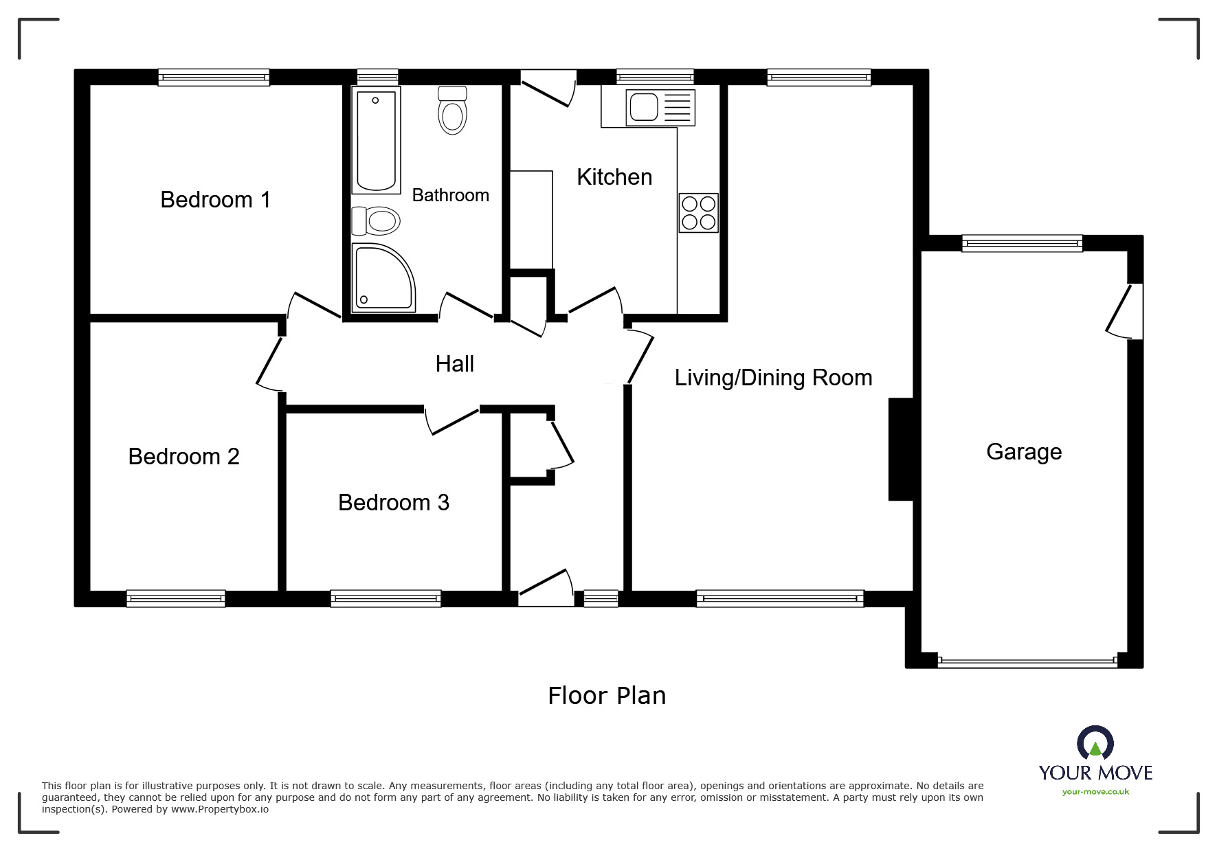 Floorplan of 3 bedroom Detached Bungalow for sale, Kirkbride, Wigton, Cumbria, CA7