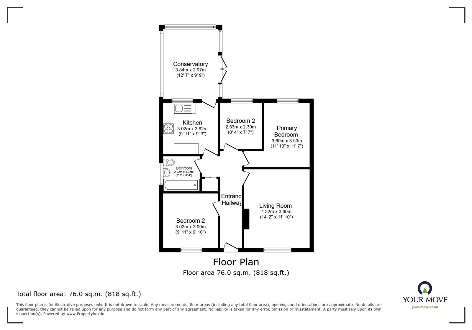 Floorplan of 3 bedroom Semi Detached Bungalow for sale, Cairn Wood, Heads Nook, Cumbria, CA8