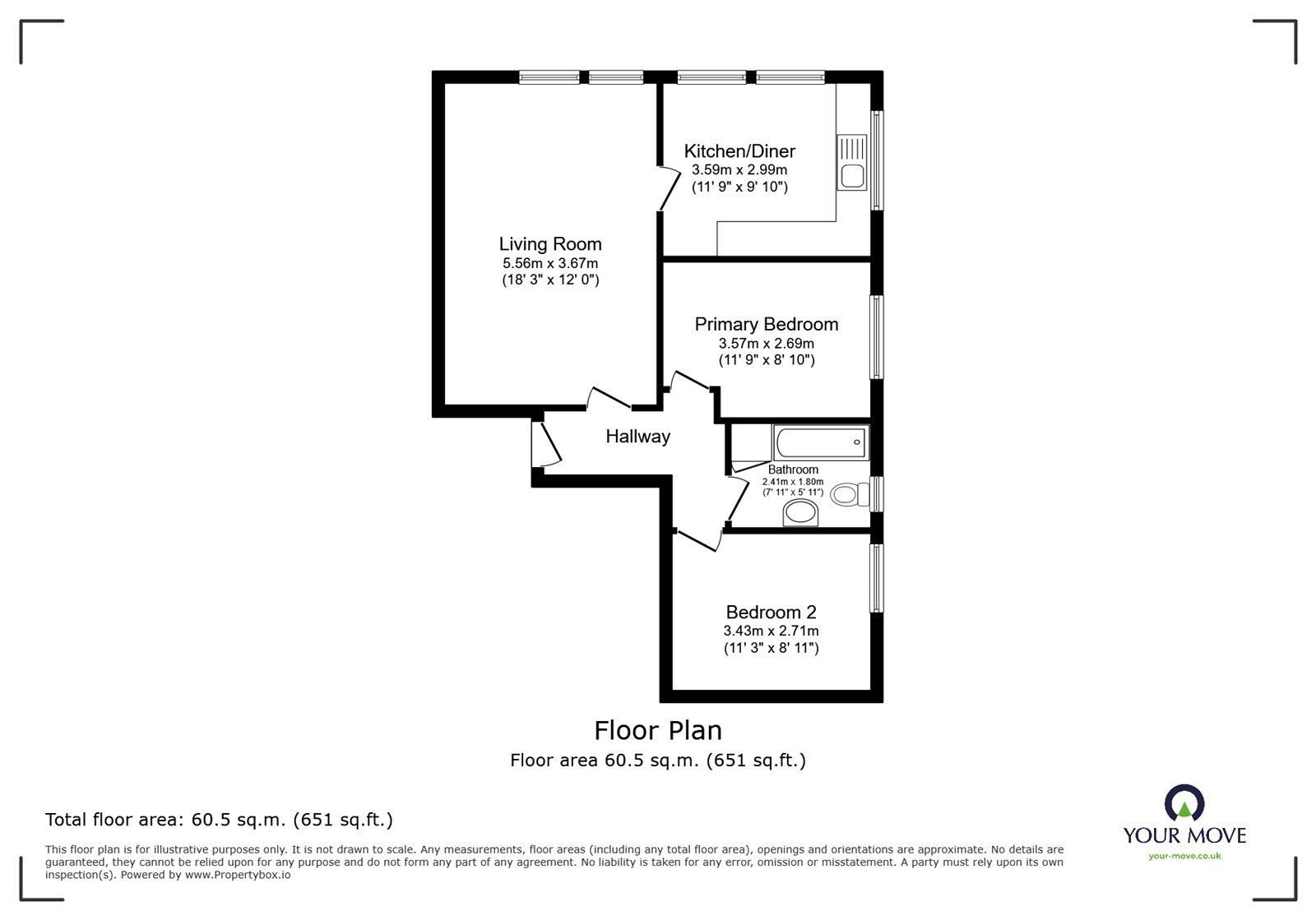 Floorplan of 2 bedroom  Flat for sale, Norfolk Court, Norfolk Street, Cumbria, CA2