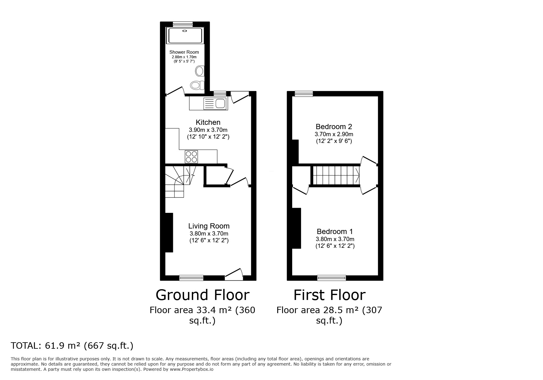 Floorplan of 2 bedroom Mid Terrace House to rent, Montreal Street, Carlisle, Cumbria, CA2
