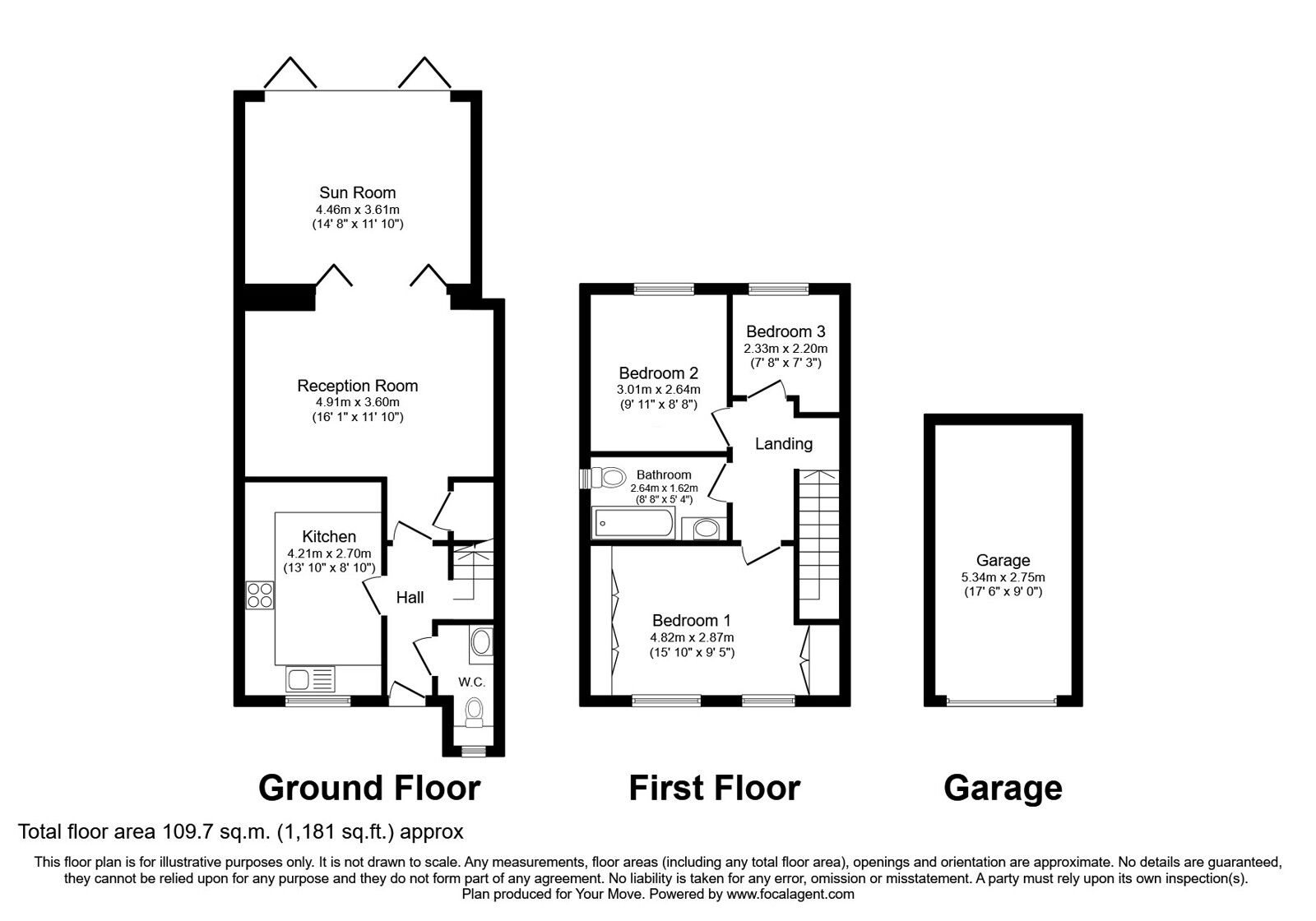 Floorplan of 3 bedroom End Terrace House for sale, Whitfell Avenue, Carlisle, Cumbria, CA2