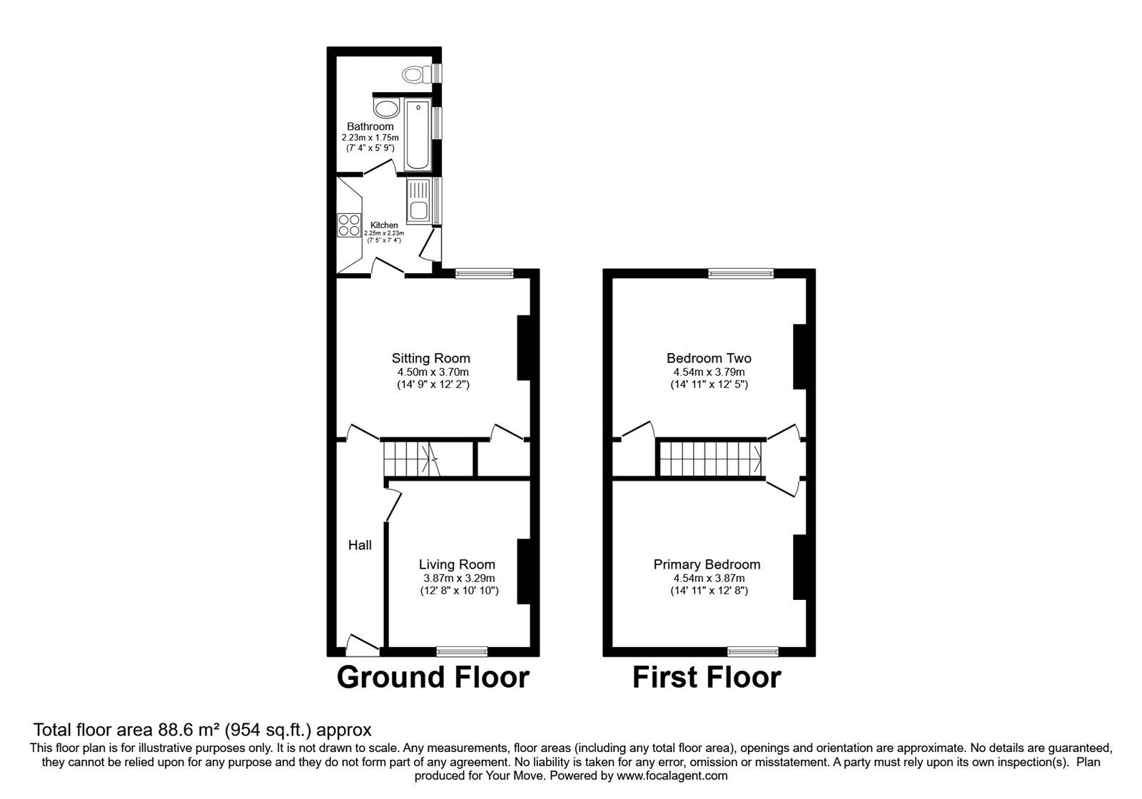 Floorplan of 2 bedroom Mid Terrace House for sale, Greystone Road, Carlisle, Cumbria, CA1