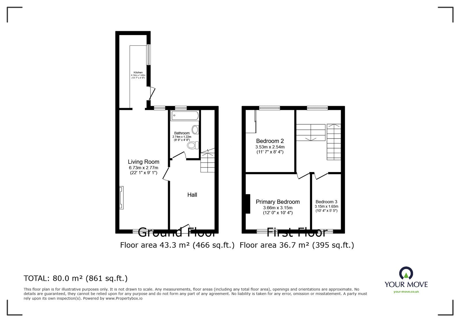 Floorplan of 3 bedroom Mid Terrace House for sale, Monks Close Road, Carlisle, Cumbria, CA2