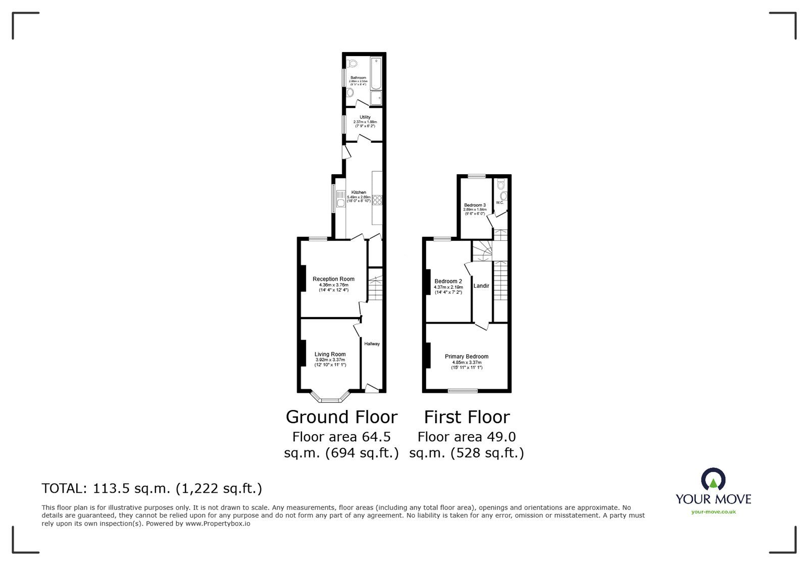 Floorplan of 3 bedroom Mid Terrace House for sale, Eldred Street, Carlisle, Cumbria, CA1