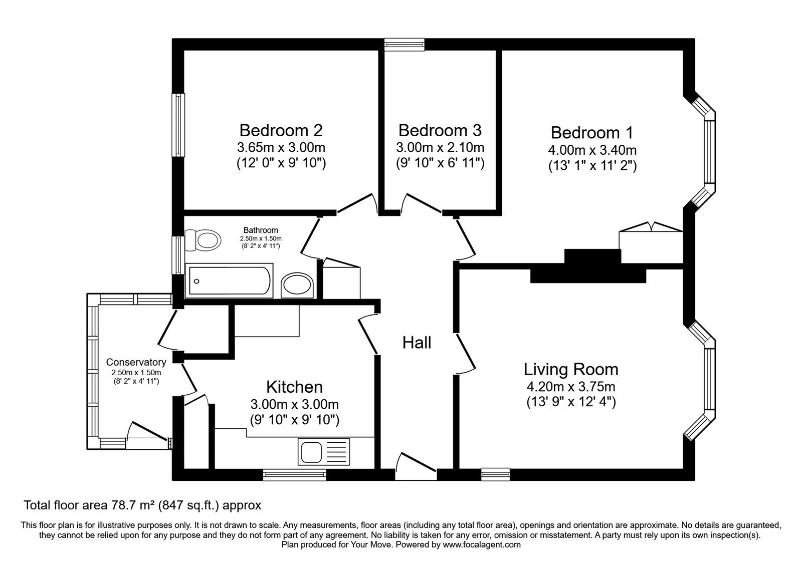 Floorplan of 3 bedroom Detached Bungalow for sale, Bedford Road, Carlisle, Cumbria, CA2