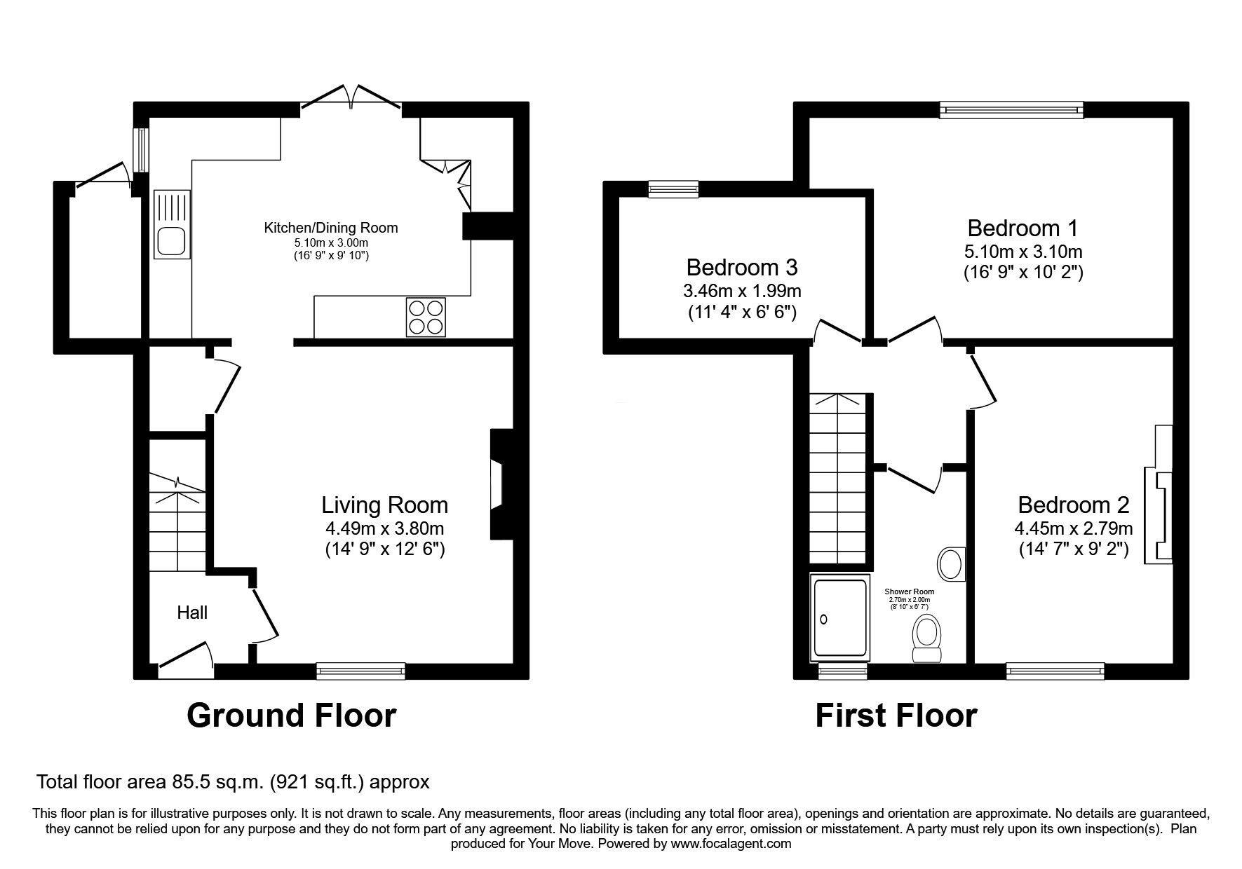 Floorplan of 3 bedroom Semi Detached House for sale, Bowness-on-Solway, Wigton, Cumbria, CA7