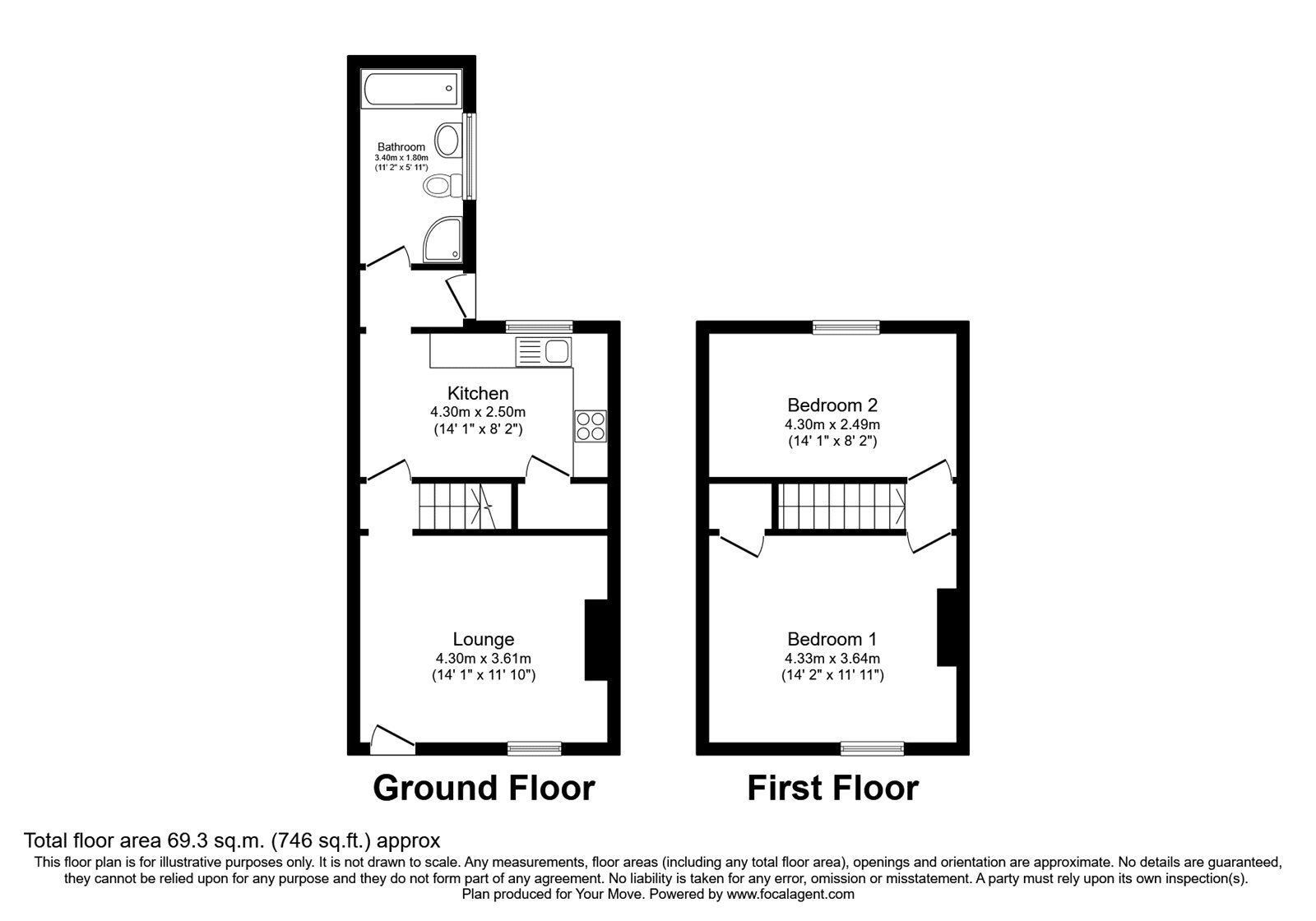 Floorplan of 2 bedroom End Terrace House for sale, Oswald Street, Carlisle, Cumbria, CA1