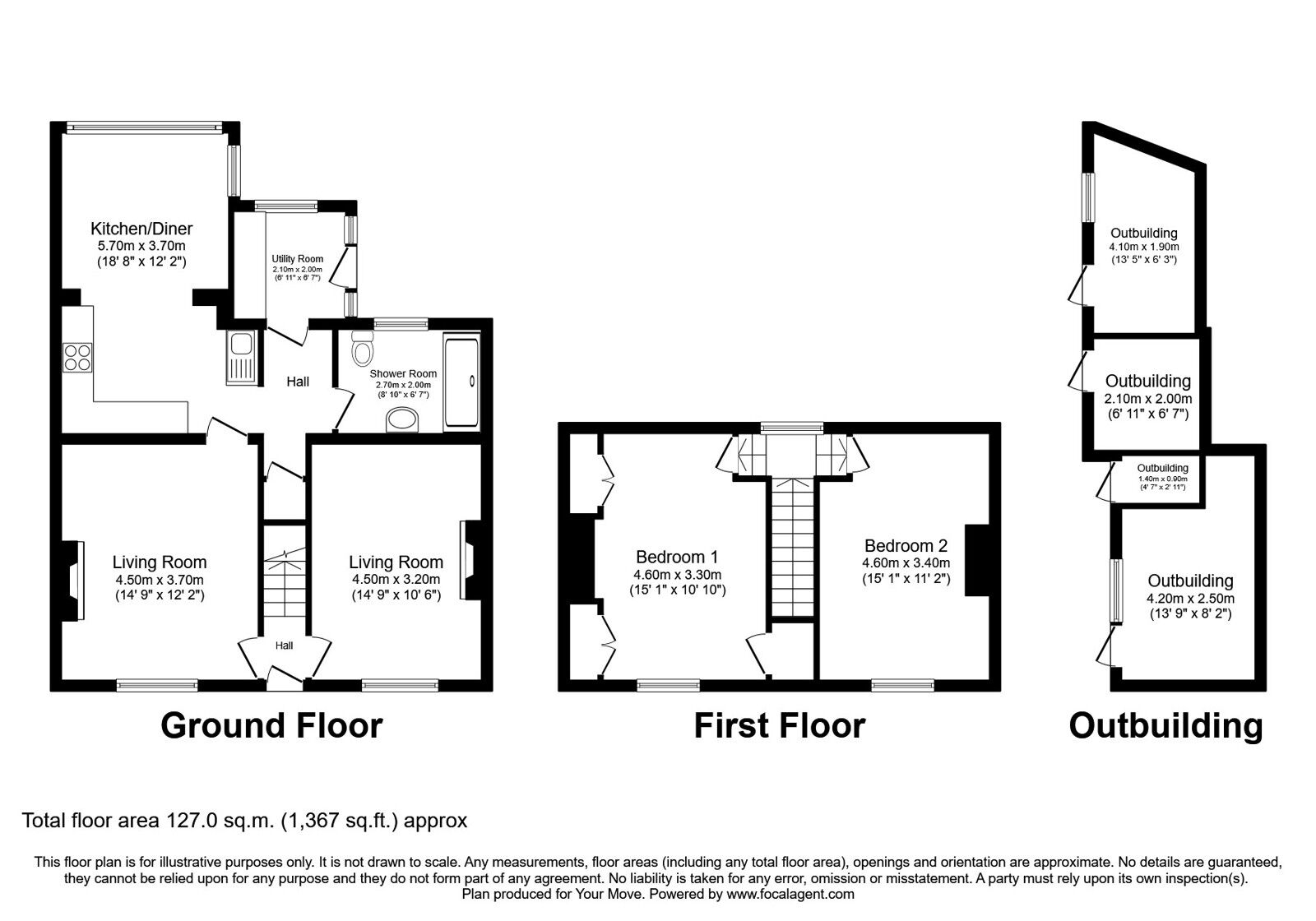 Floorplan of 2 bedroom End Terrace House for sale, Swan Street, Longtown, Cumbria, CA6