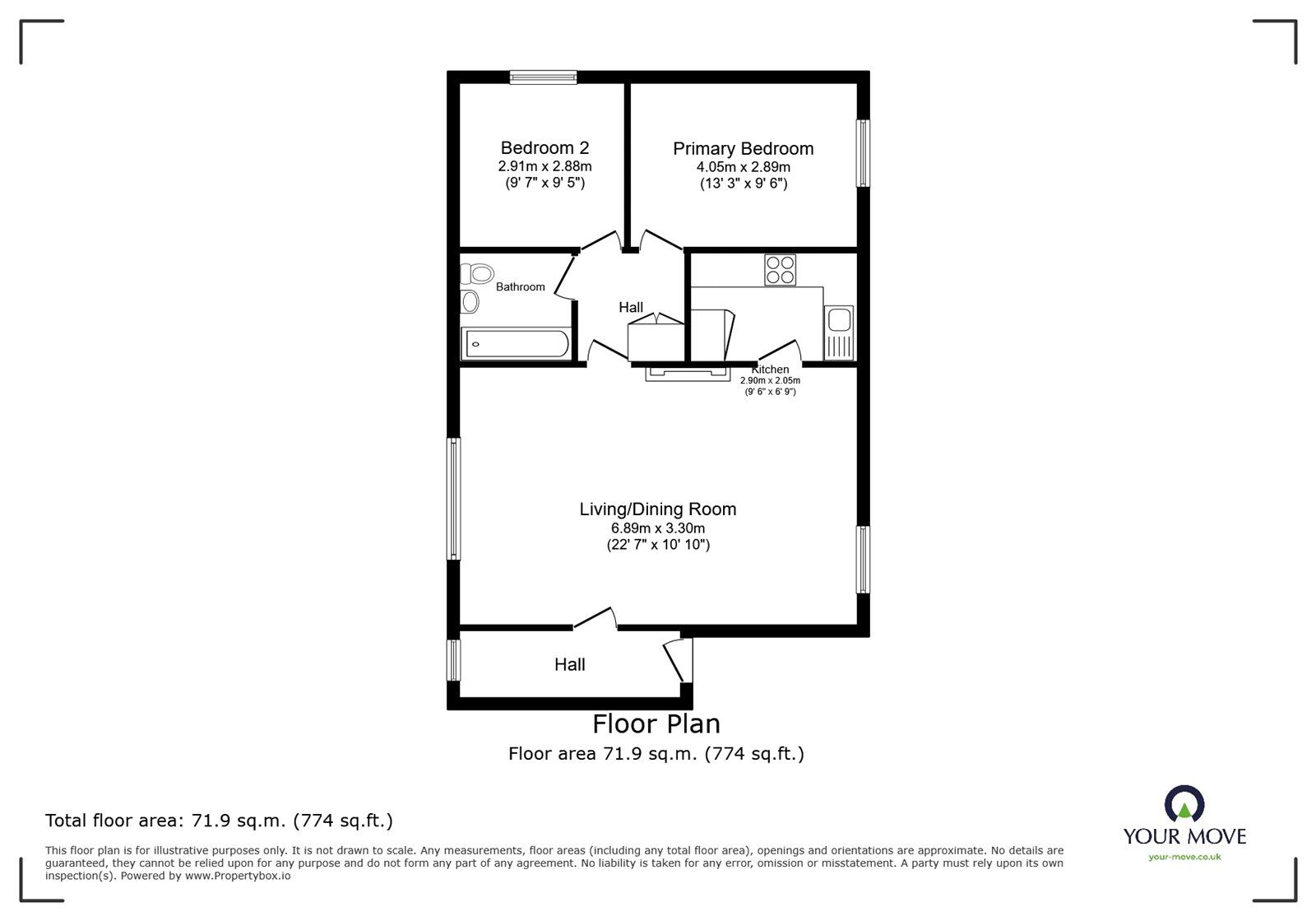 Floorplan of 2 bedroom  Flat for sale, Reeth Road, Carlisle, Cumbria, CA2