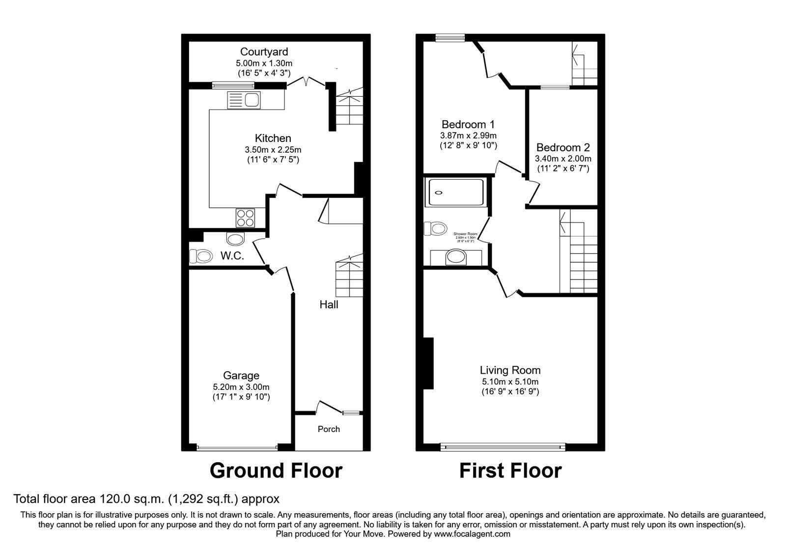Floorplan of 2 bedroom Mid Terrace House for sale, The Sands, Brampton, Cumbria, CA8