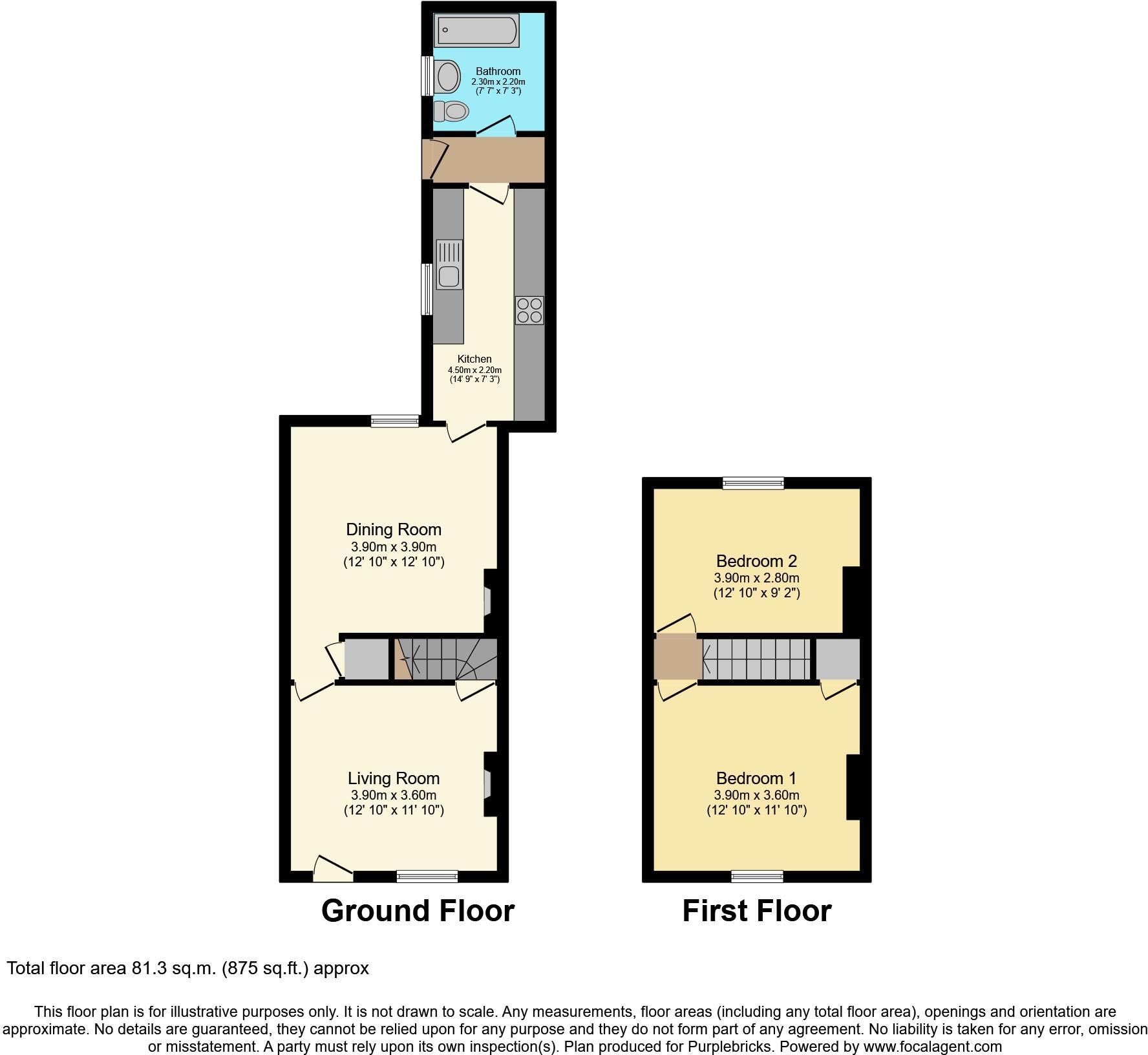 Floorplan of 2 bedroom Mid Terrace House to rent, Dalston Street, Carlisle, Cumbria, CA2