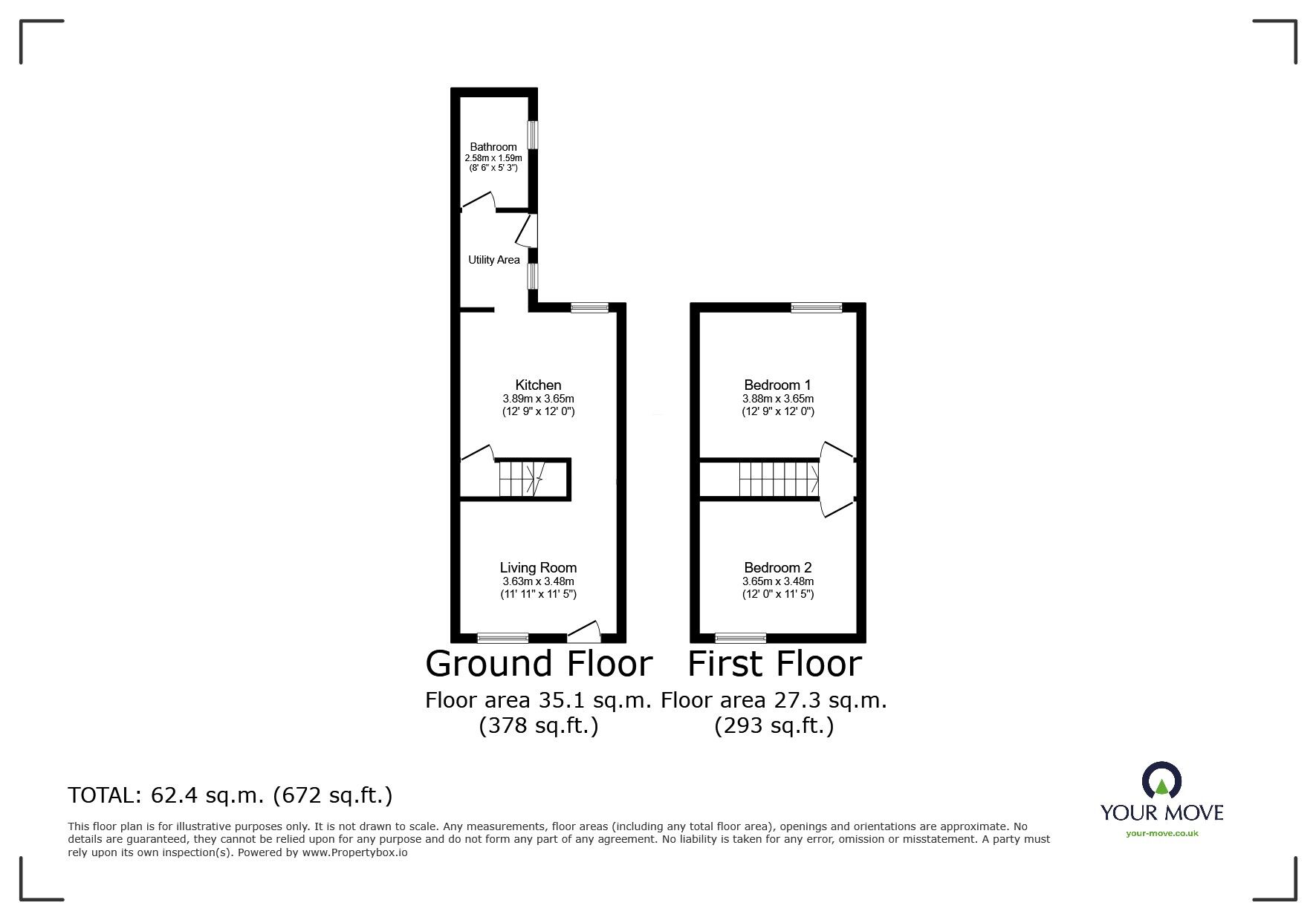 Floorplan of 2 bedroom Mid Terrace House for sale, Westmorland Street, Carlisle, Cumbria, CA2